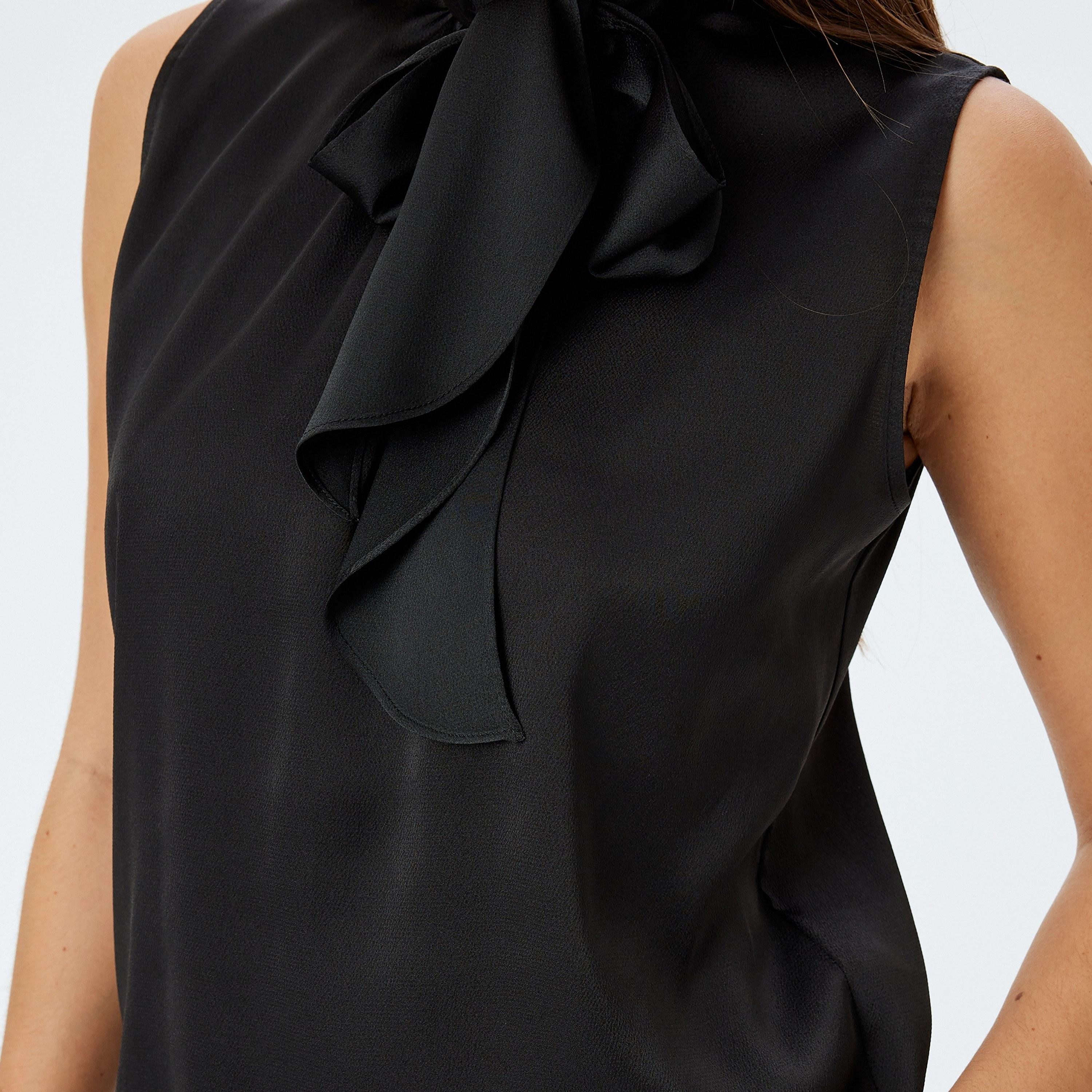 Koton Textured Satin Tie-Up Neck Sleeveless Women's Top-women-clothing-shirtsandblouses-blouses-image-4