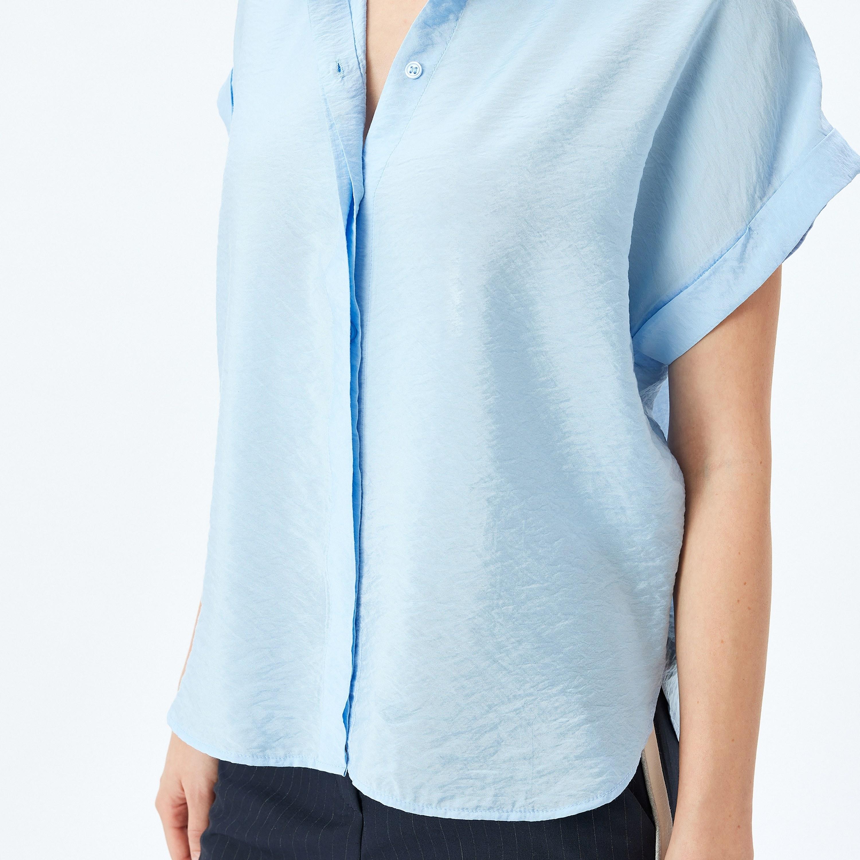 Koton Textured Spread Collar Short Sleeves Women's Shirt-women-clothing-shirtsandblouses-shirts-image-4