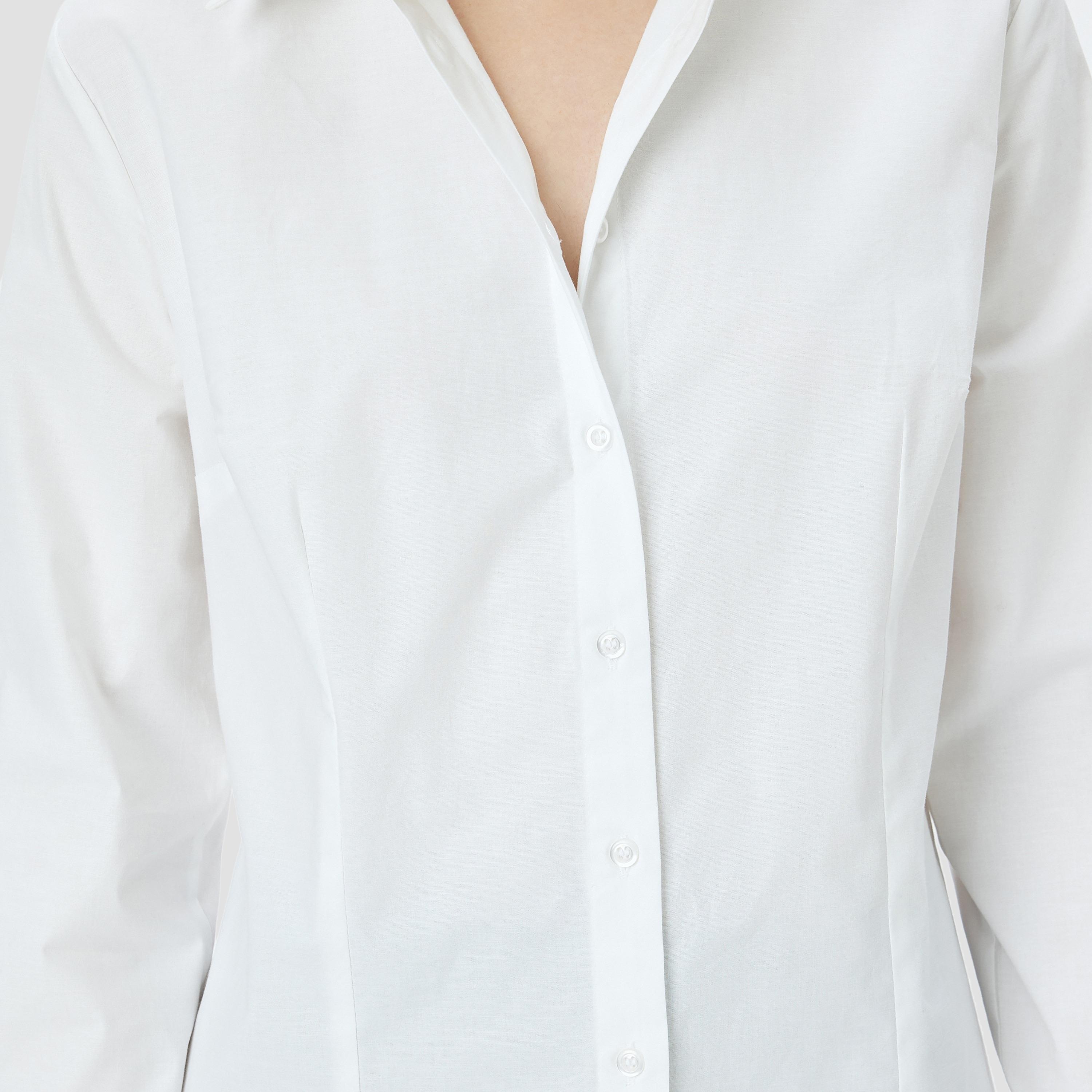 Koton White Plain Spread Collar Long Sleeves Women's Shirt-women-clothing-shirtsandblouses-shirts-image-4