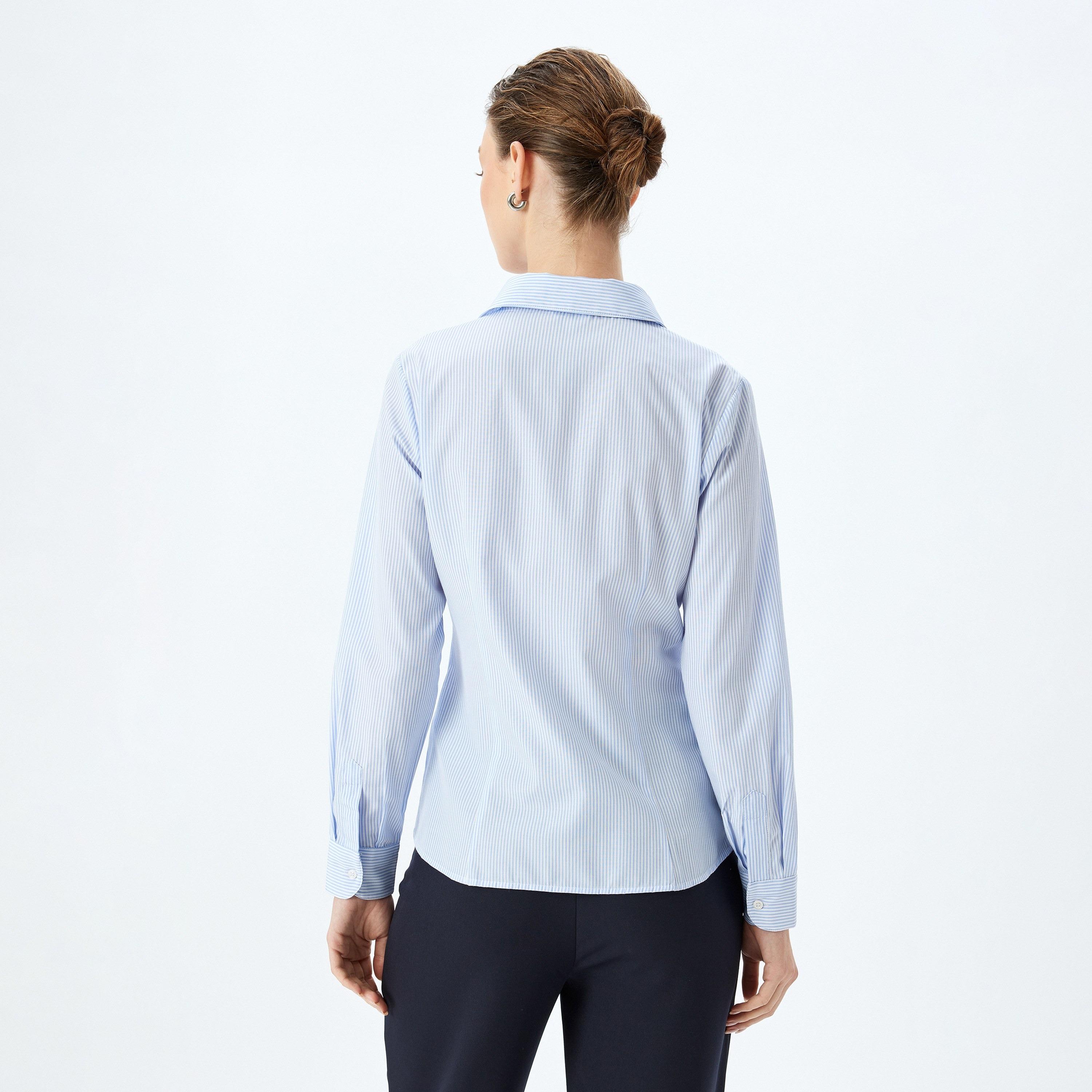 Koton Striped Spread Collar Long Sleeves Women's Shirt-women-clothing-shirtsandblouses-shirts-image-3