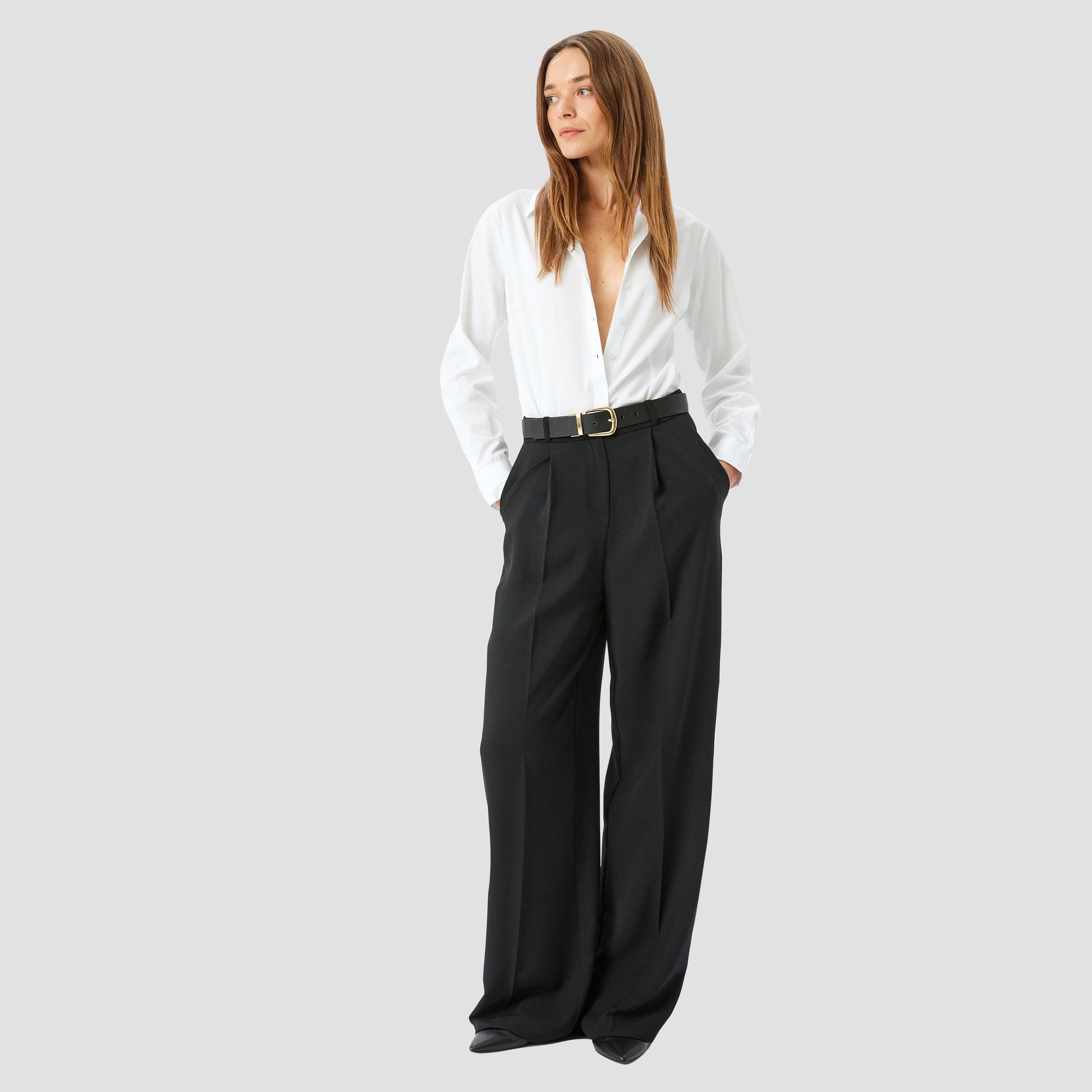 Koton White Plain Poplin Spread Collar Long Sleeves Women's Shirt-women-clothing-shirtsandblouses-shirts-image-2