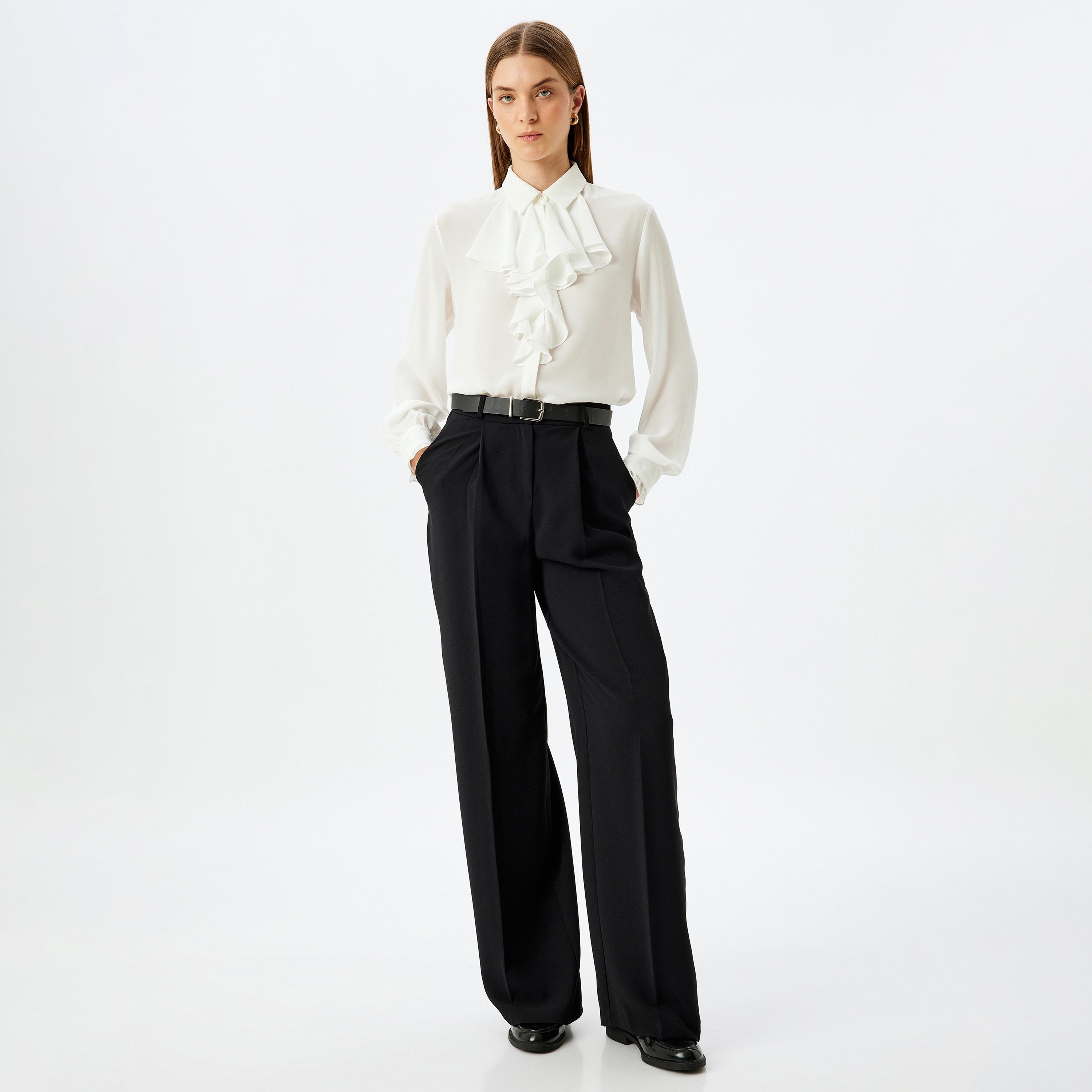 Koton White Ruffled Long Sleeves Women's Shirt-women-clothing-shirtsandblouses-shirts-image-2