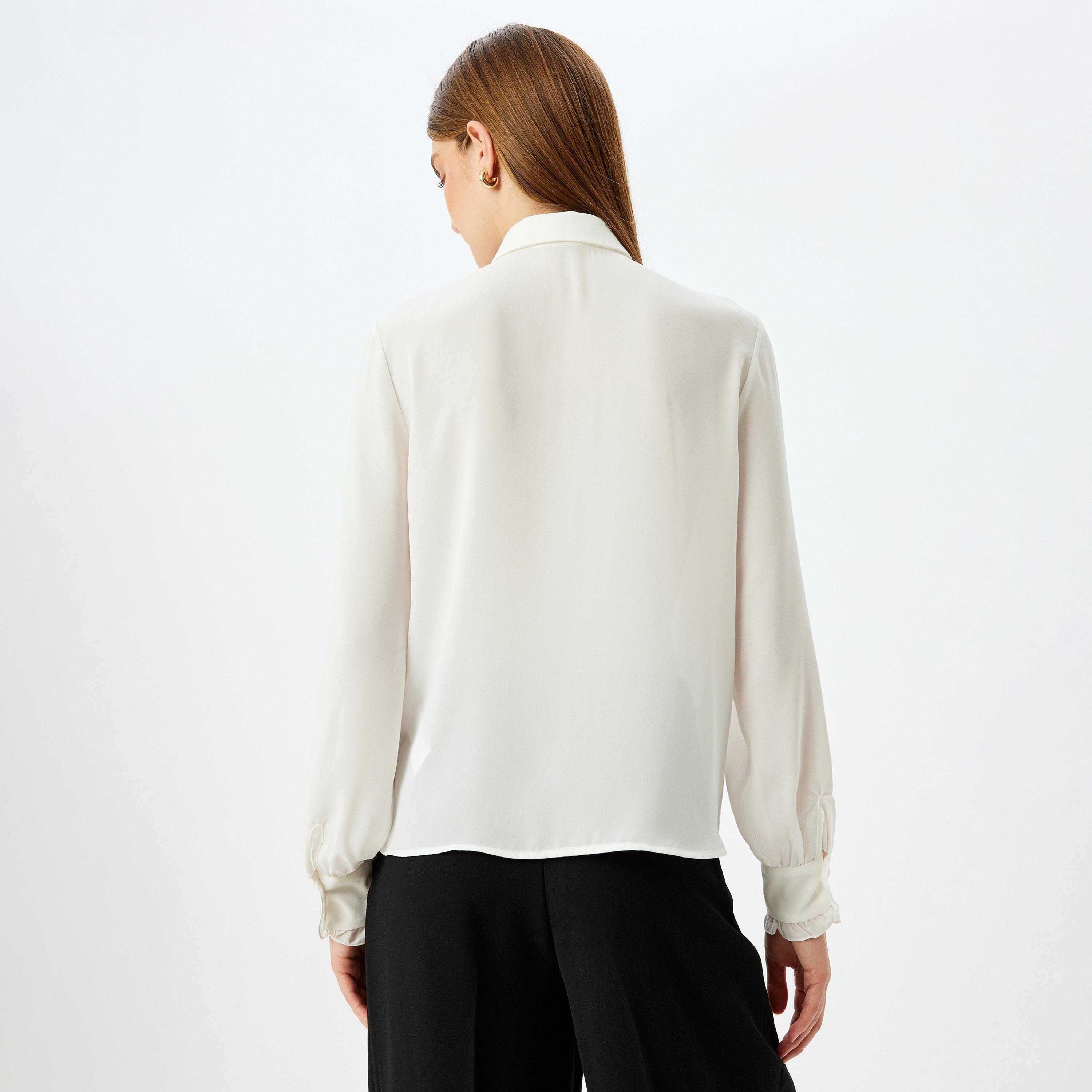 Koton White Ruffled Long Sleeves Women's Shirt-women-clothing-shirtsandblouses-shirts-image-3