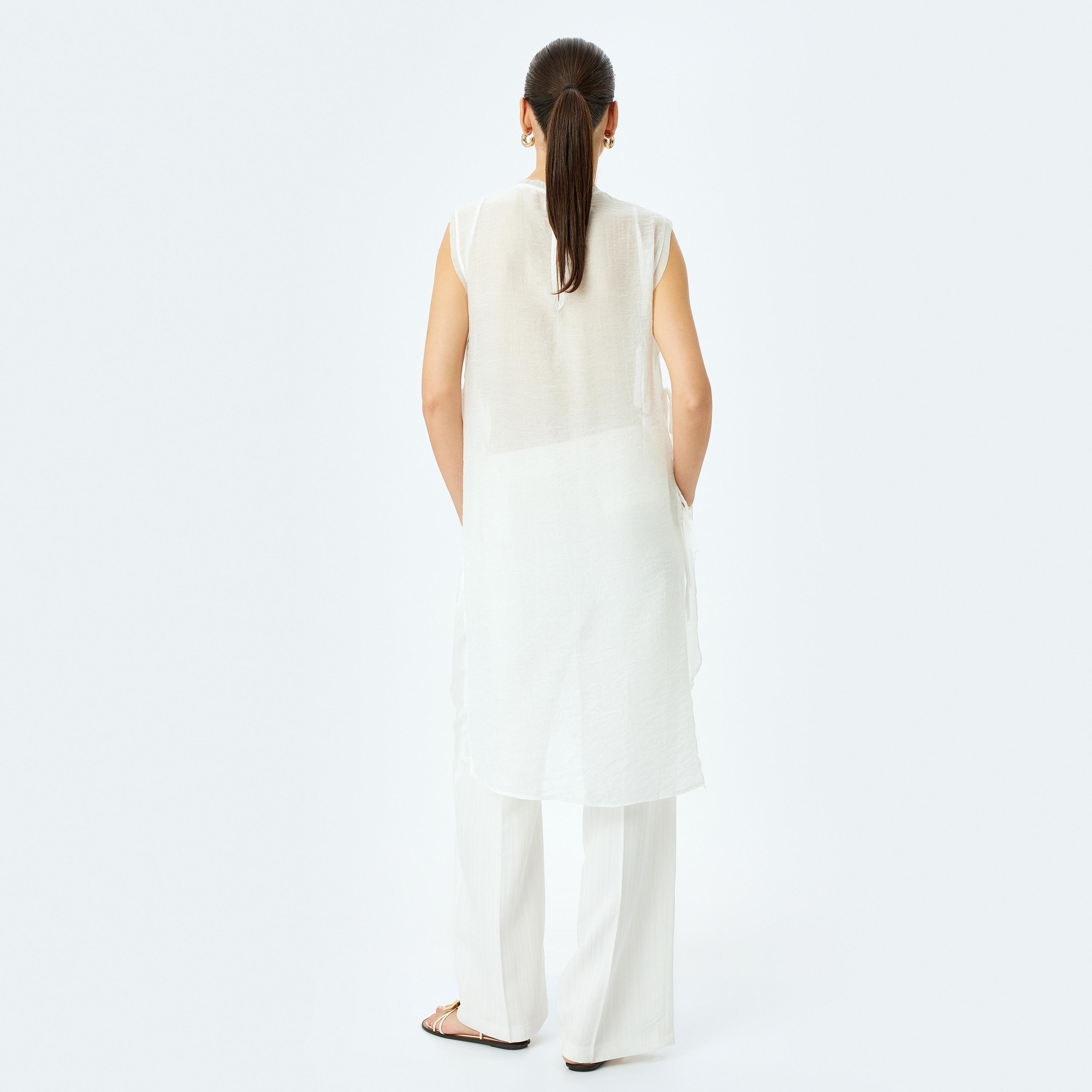Koton White Sheer Round Neck Sleeveless Women's Tunic-women-clothing-shirtsandblouses-blouses-image-4
