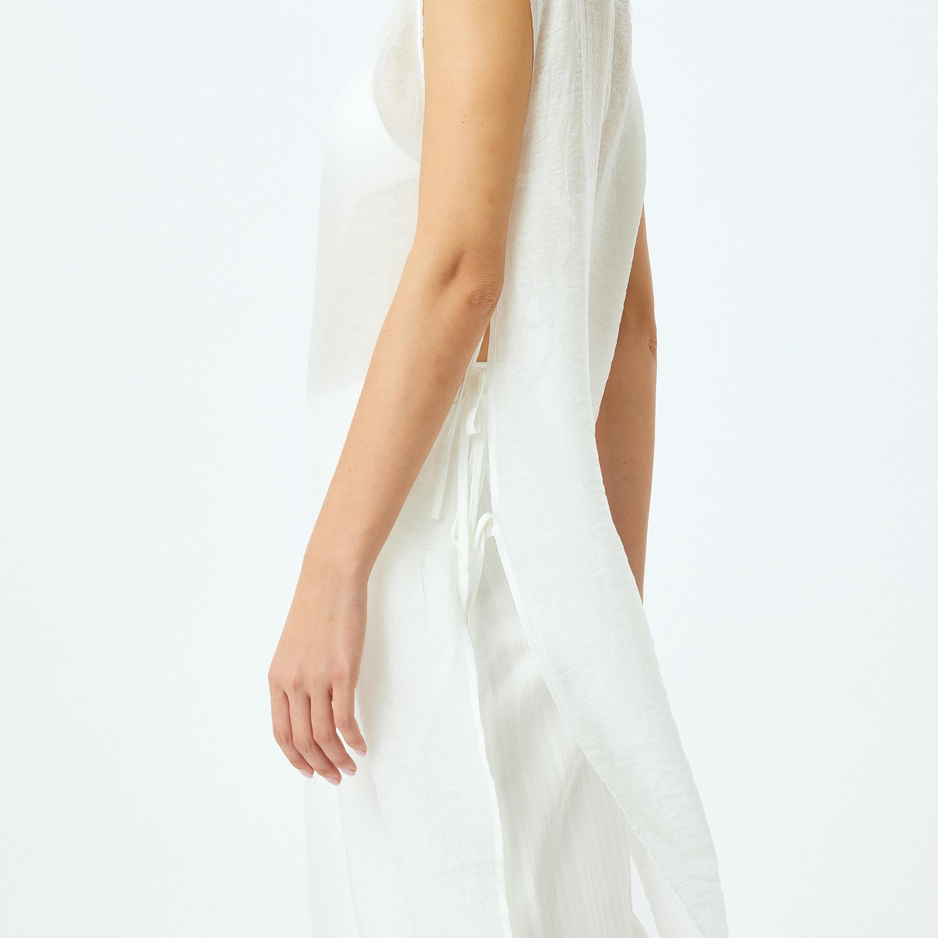Koton White Sheer Round Neck Sleeveless Women's Tunic-women-clothing-shirtsandblouses-blouses-image-5