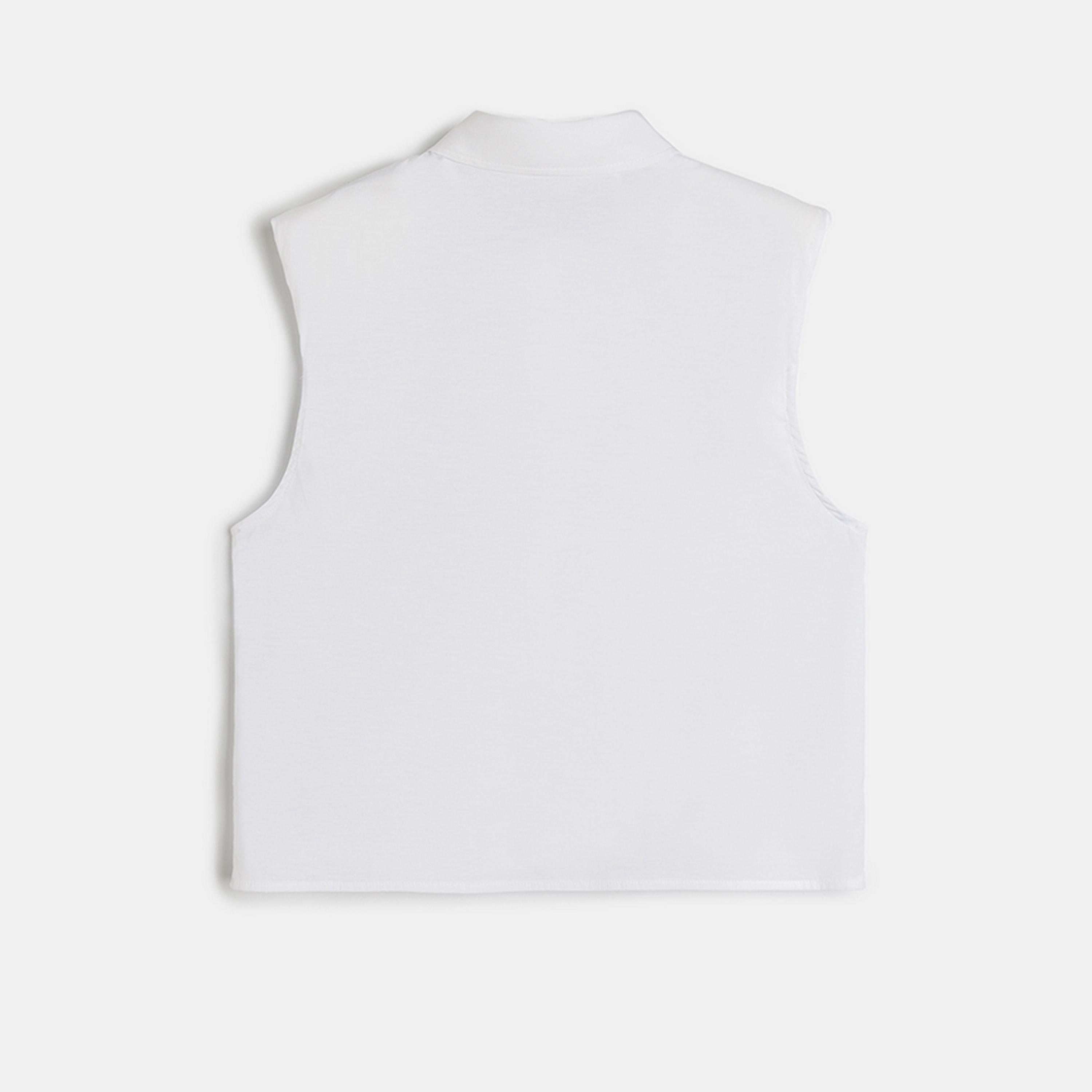 KOTON White Crystal Work Collared Sleeveless Women's Shirt-women-clothing-shirtsandblouses-shirts-image-5