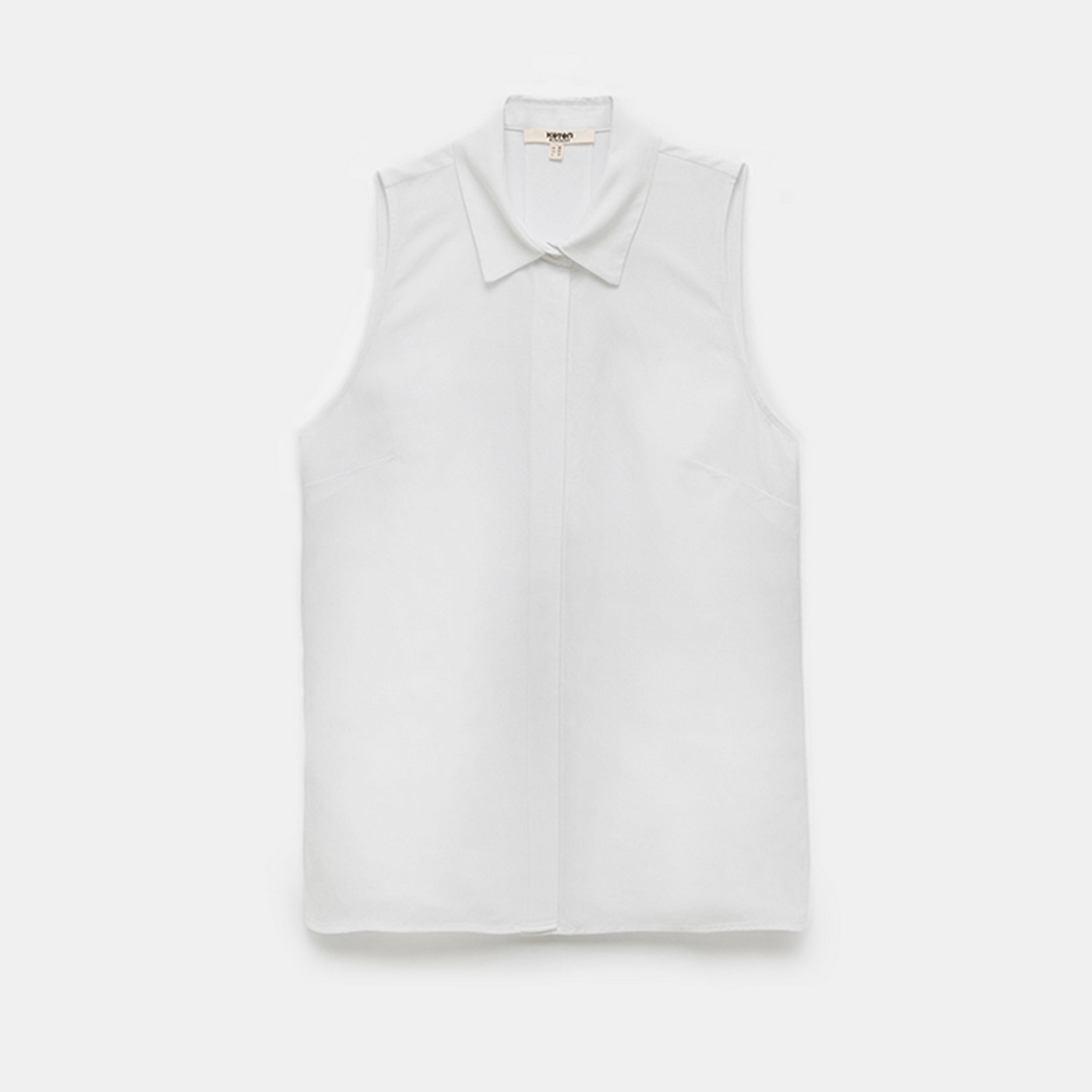 قميص نسائي بدون أكمام وياقة باللون الأبيض من كوتون.-women-clothing-shirtsandblouses-shirts-image-5