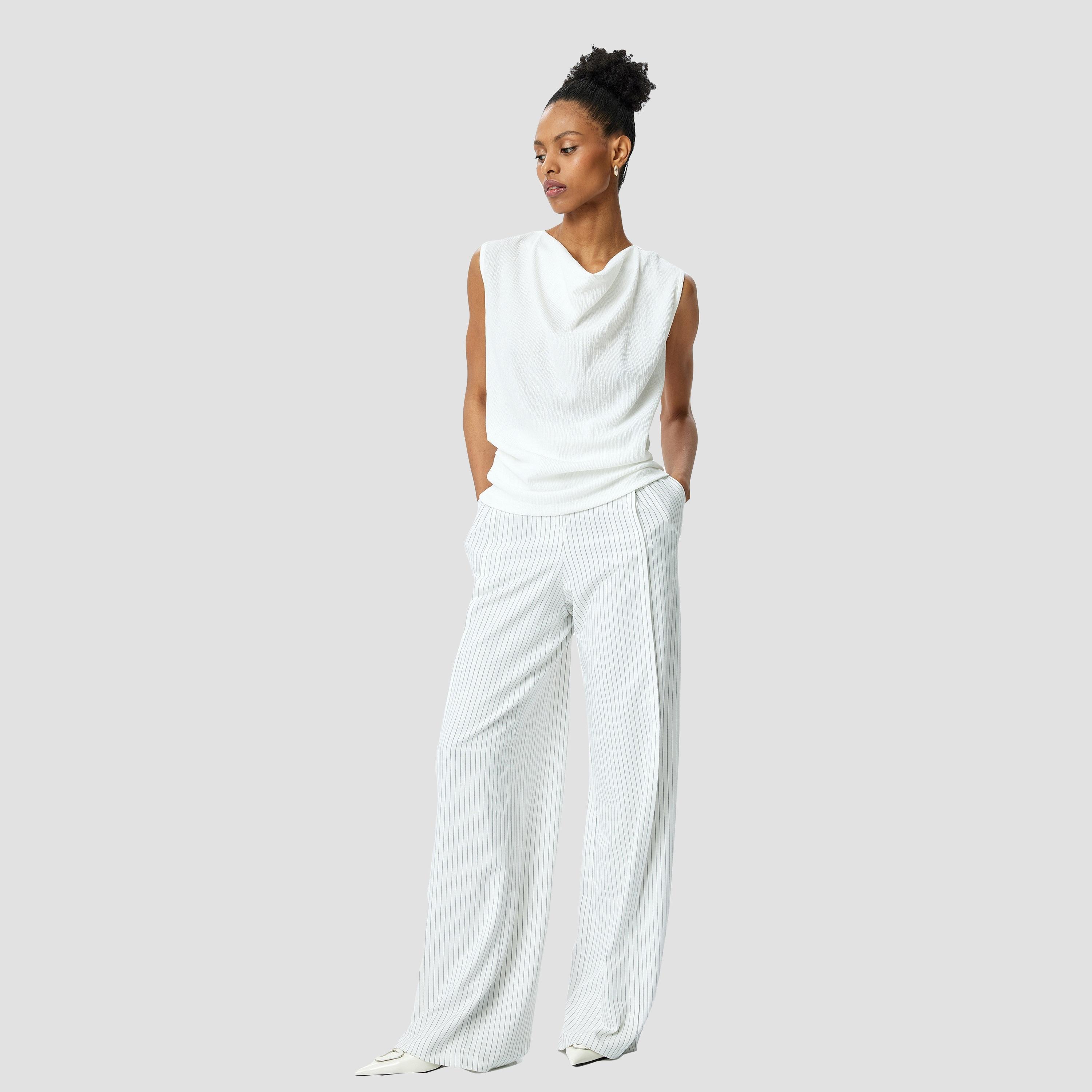 Koton White Crinkled Cowl Neck Sleeveless Women's Top-women-clothing-shirtsandblouses-blouses-image-2