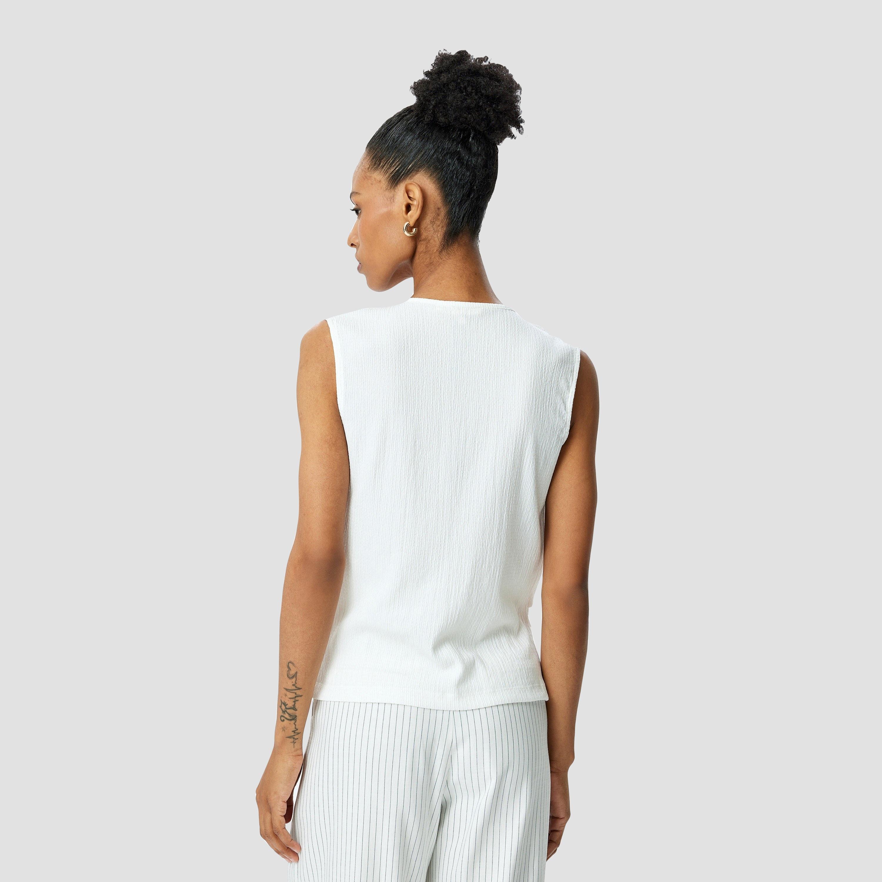 Koton White Crinkled Cowl Neck Sleeveless Women's Top-women-clothing-shirtsandblouses-blouses-image-3