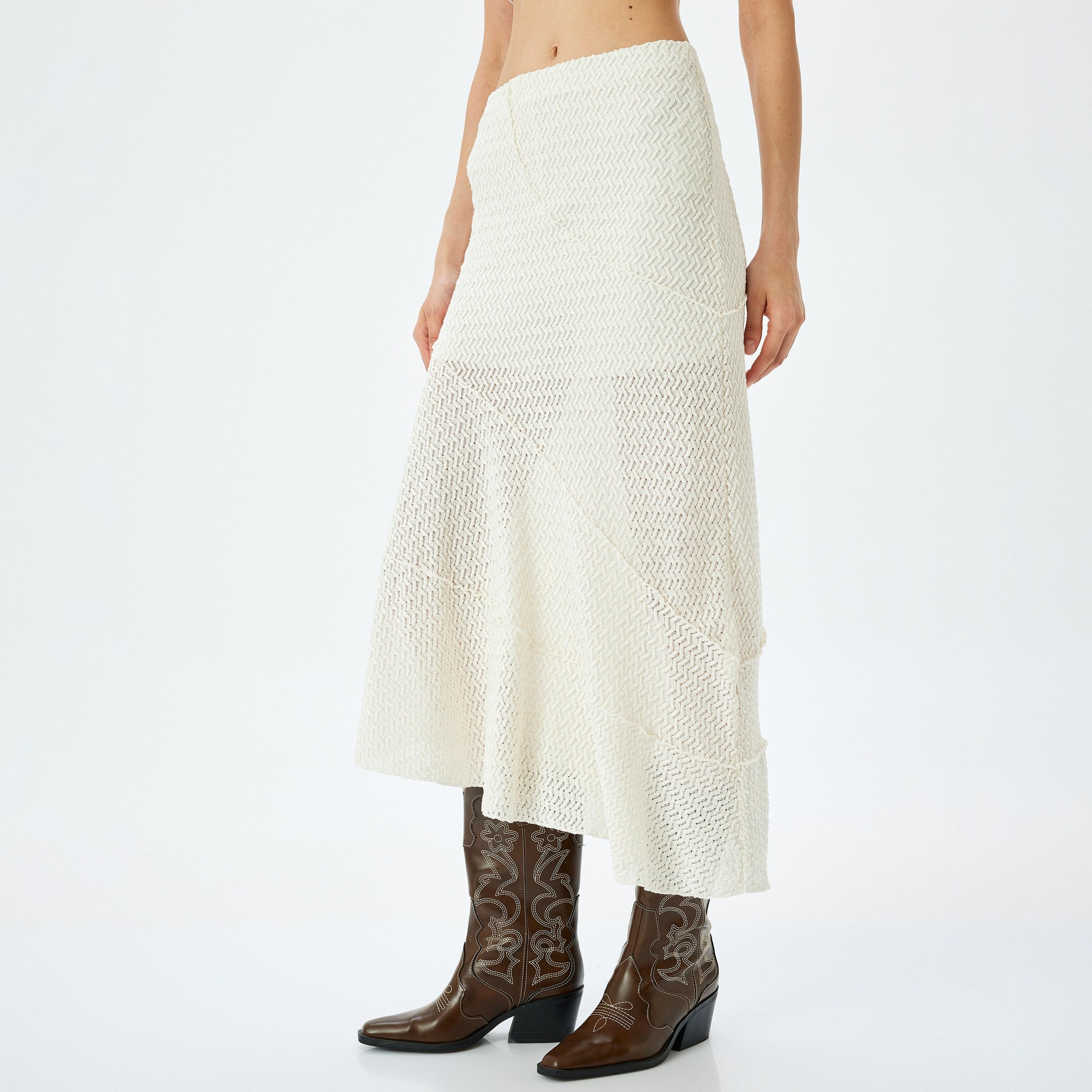 Koton White Patterned Women's Midi Skirt-women-clothing-bottoms-skirts-image-1