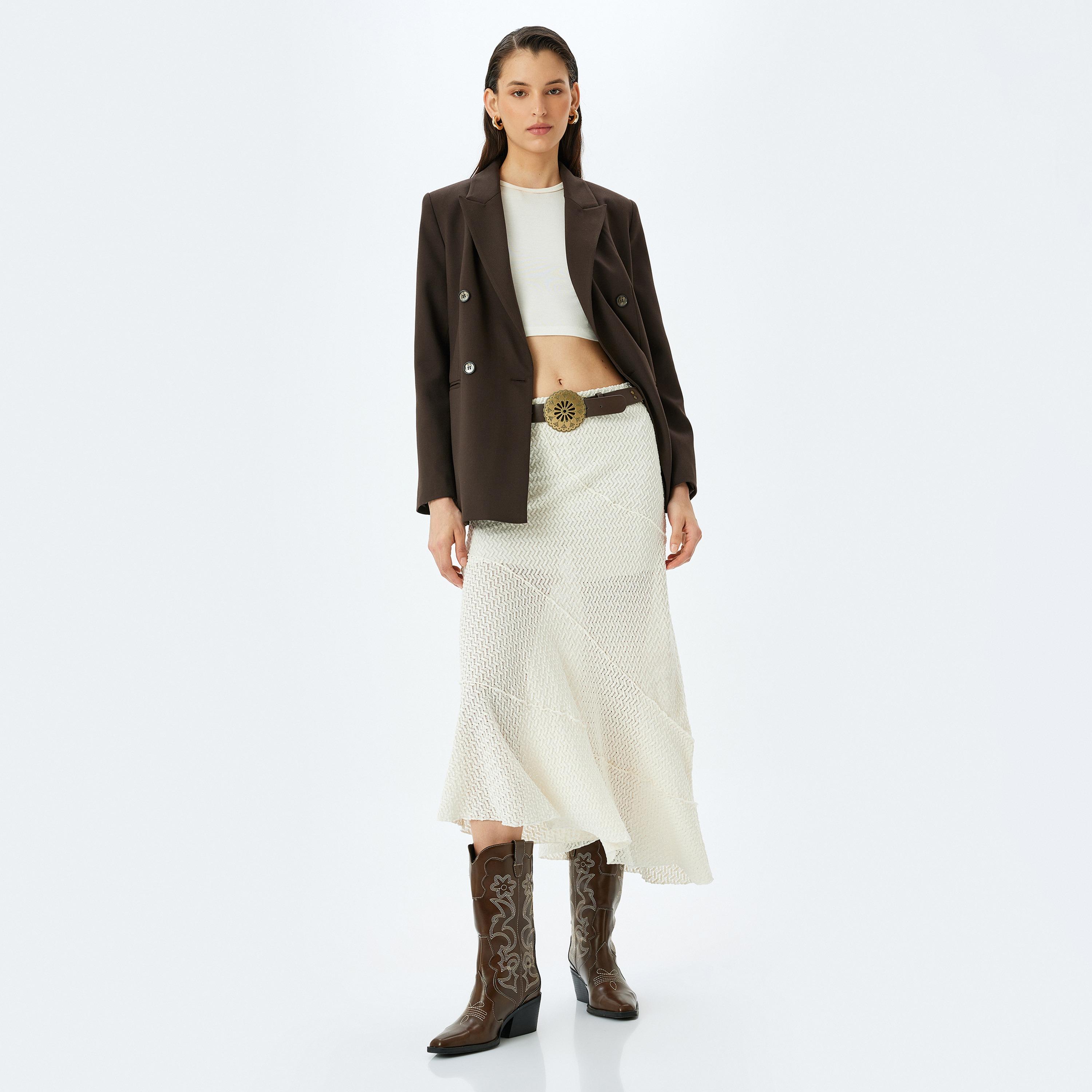 Koton White Patterned Women's Midi Skirt-women-clothing-bottoms-skirts-image-2