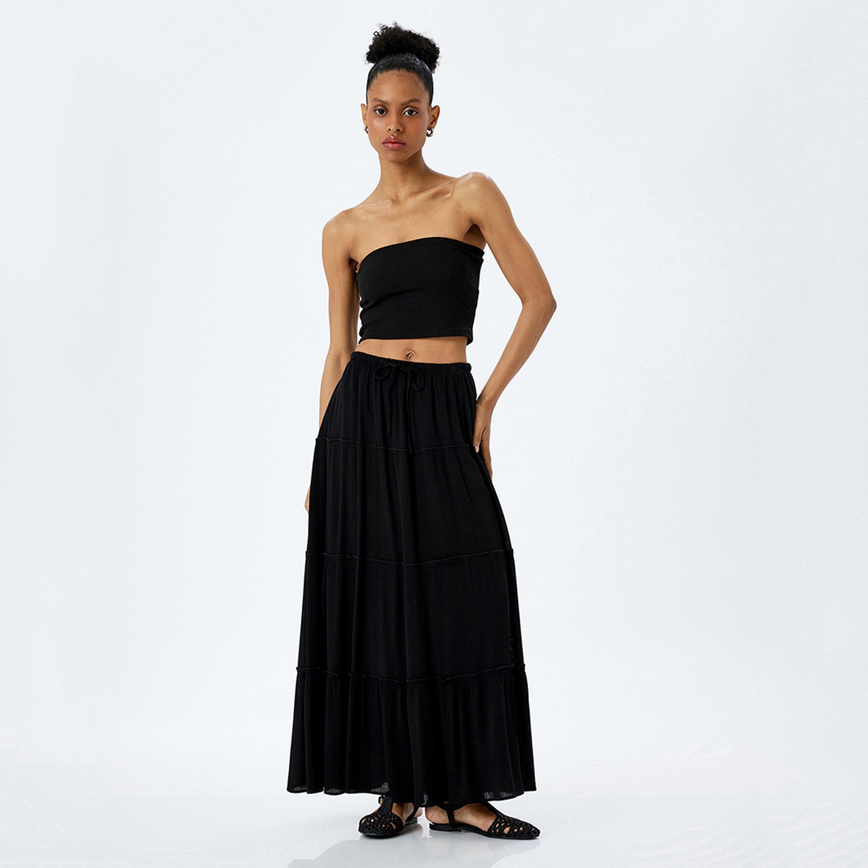 KOTON Tiered A-Line Women's Maxi Skirt-women-clothing-bottoms-skirts-image-2