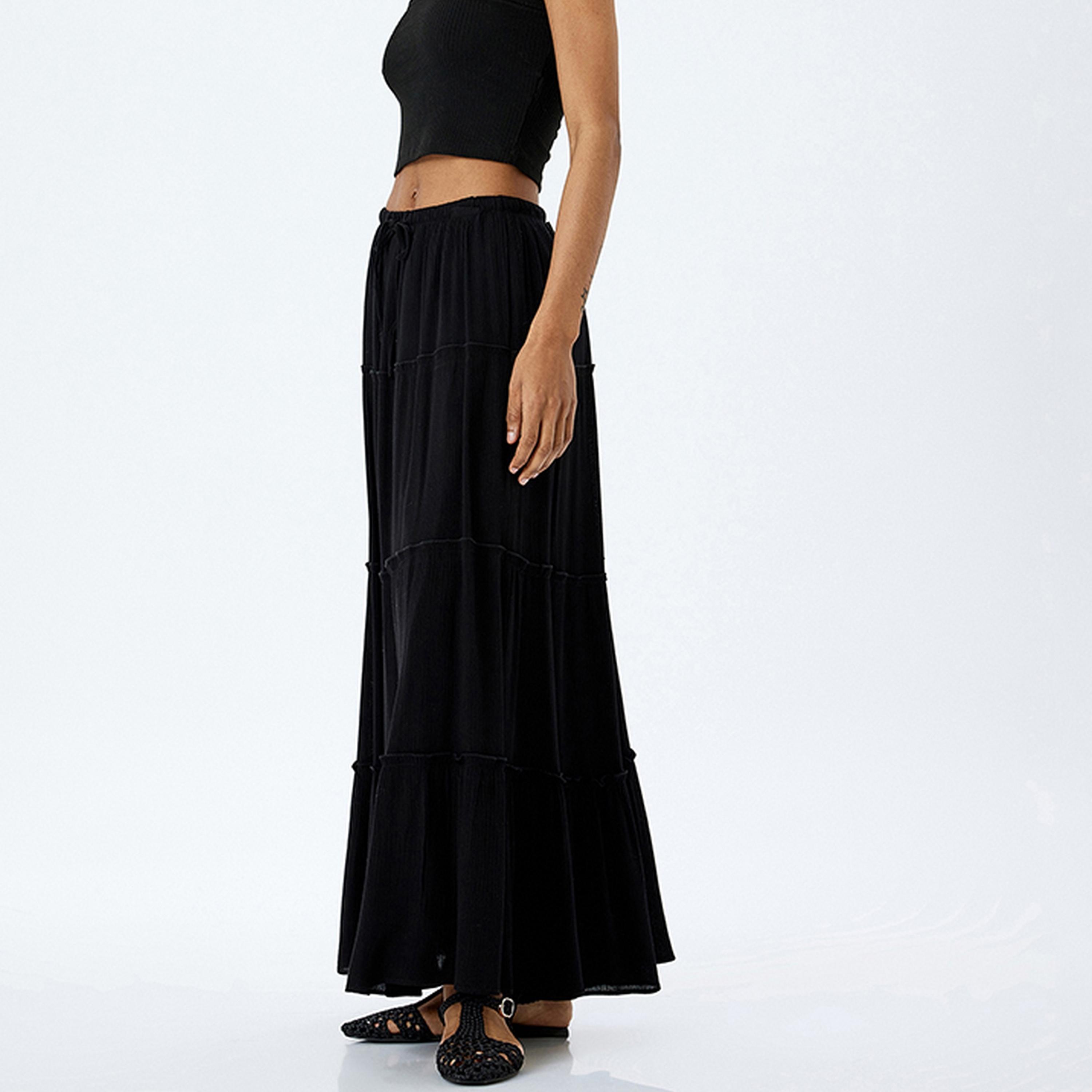 KOTON Tiered A-Line Women's Maxi Skirt-women-clothing-bottoms-skirts-image-4