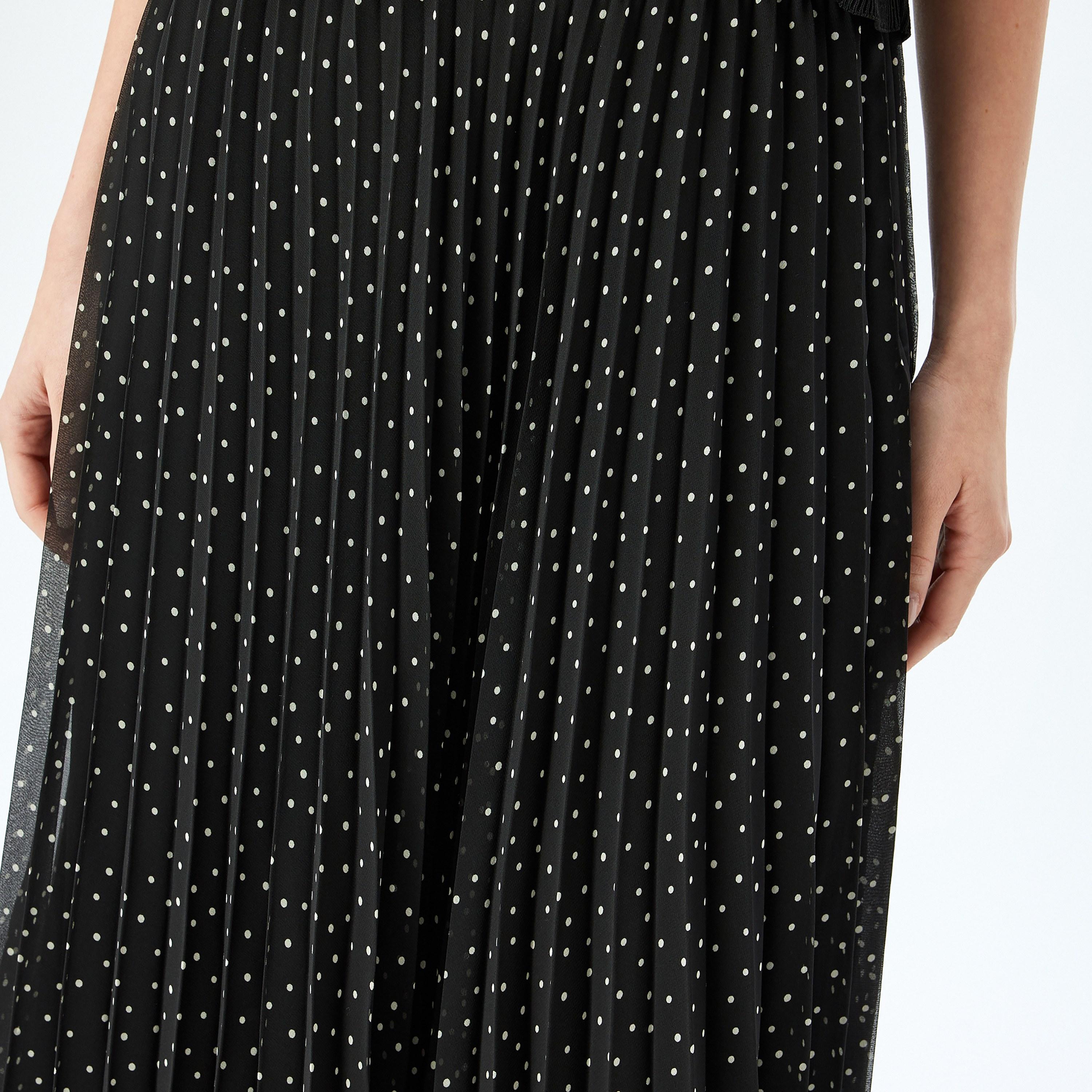 Koton Black Polka Dot Elasticated Waist Women's Midi Skirt-women-clothing-bottoms-skirts-image-4