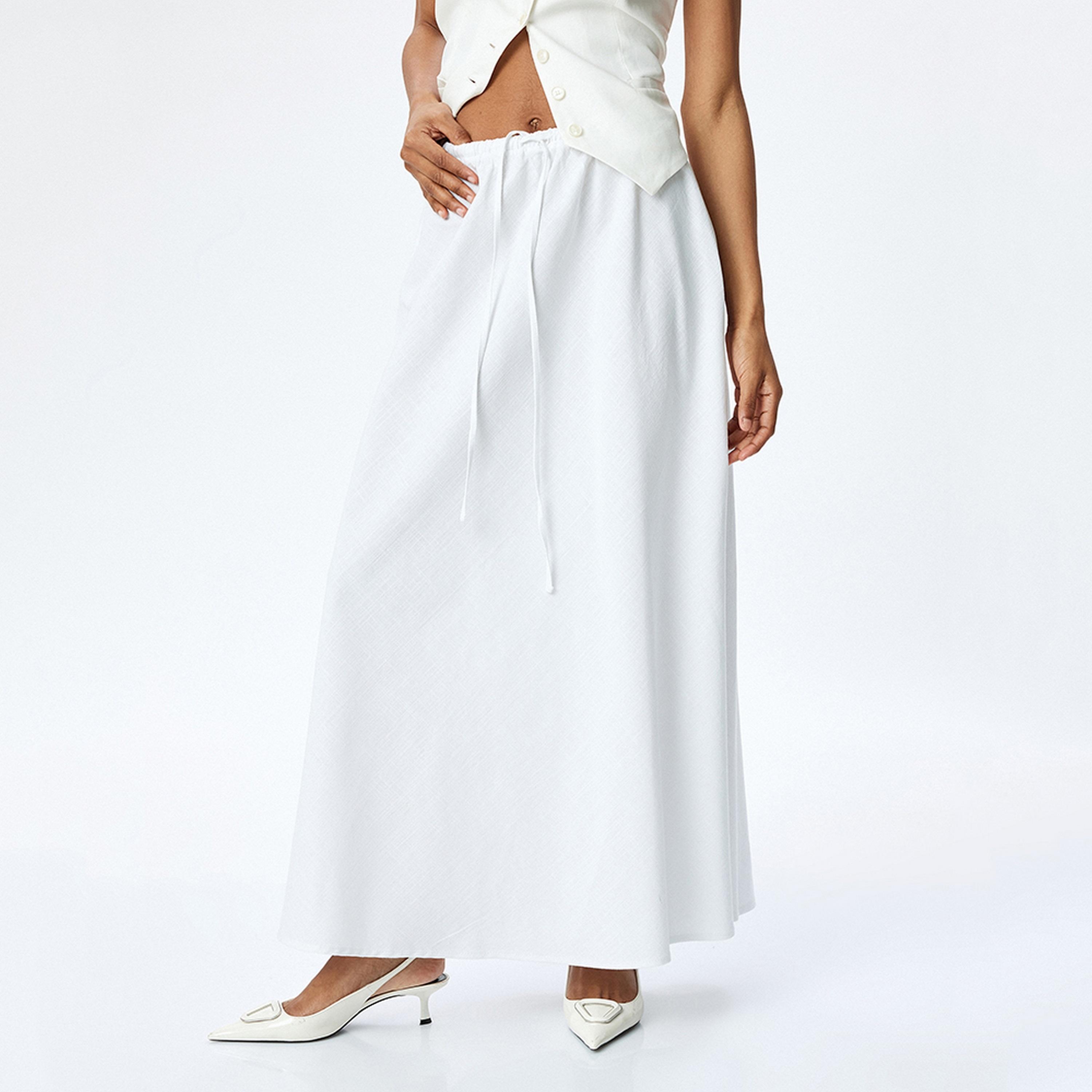 KOTON A-Line Women's Drawstring Maxi  Skirt-women-clothing-bottoms-skirts-image-1