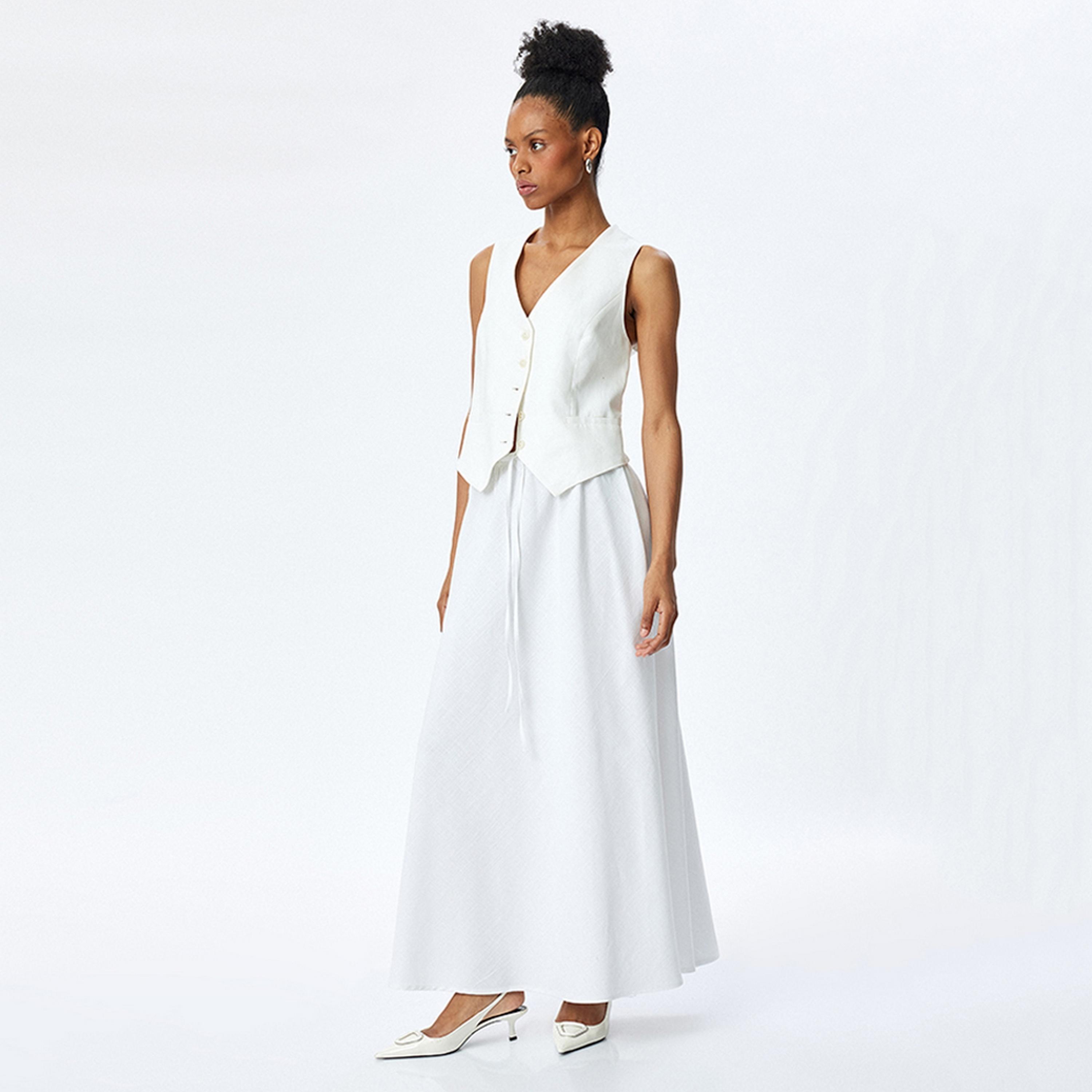 KOTON A-Line Women's Drawstring Maxi  Skirt-women-clothing-bottoms-skirts-image-2