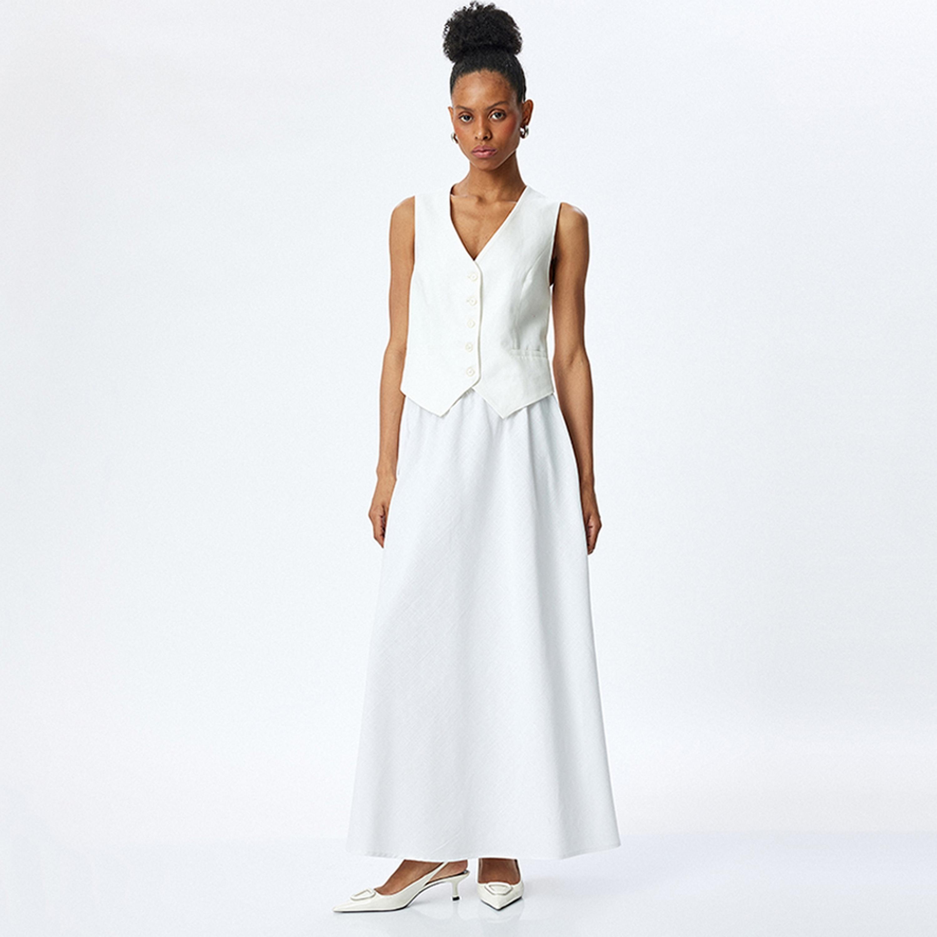 KOTON A-Line Women's Drawstring Maxi  Skirt-women-clothing-bottoms-skirts-image-4