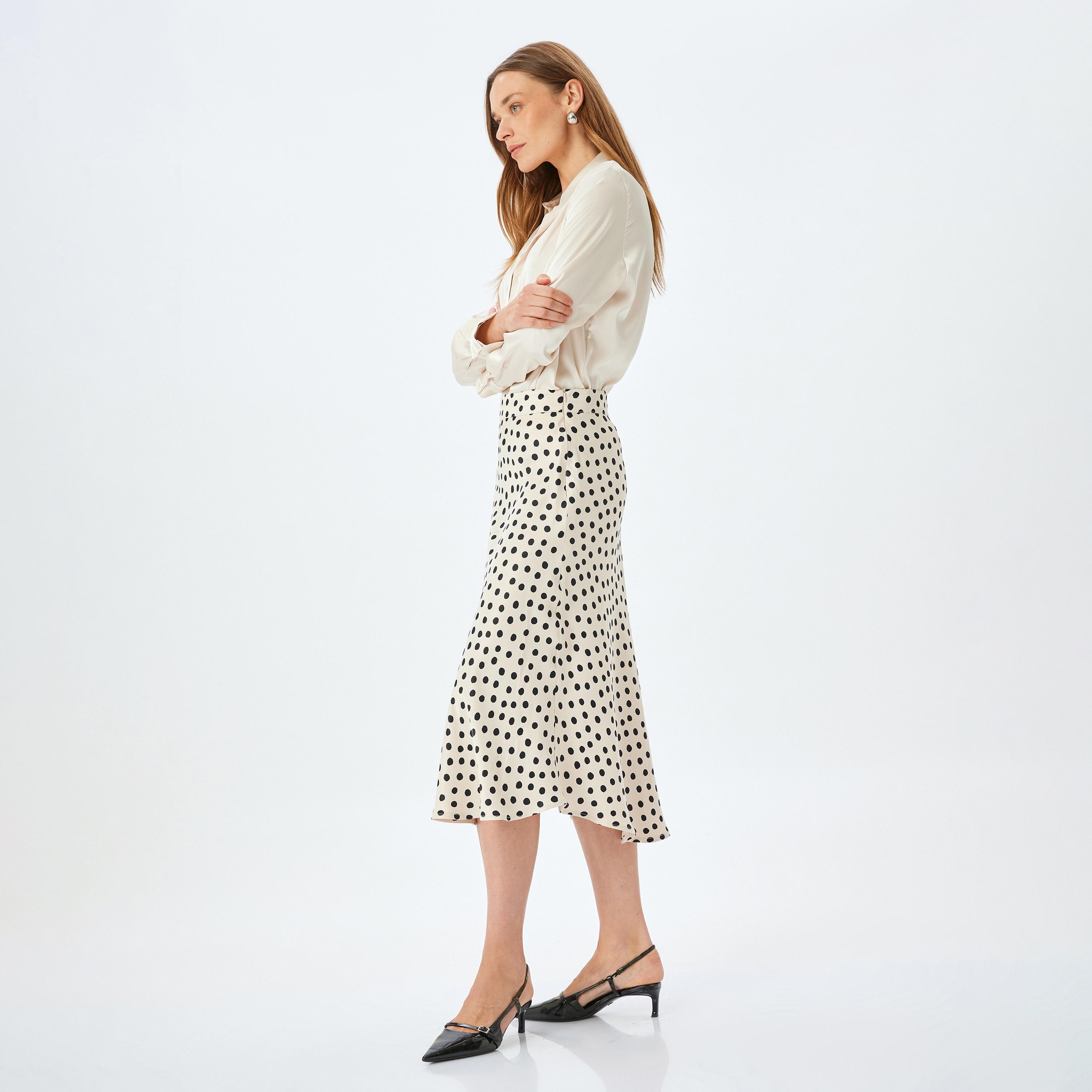 Koton Polka Dot Concealed Zip Women's Midi Skirt-women-clothing-bottoms-skirts-image-2