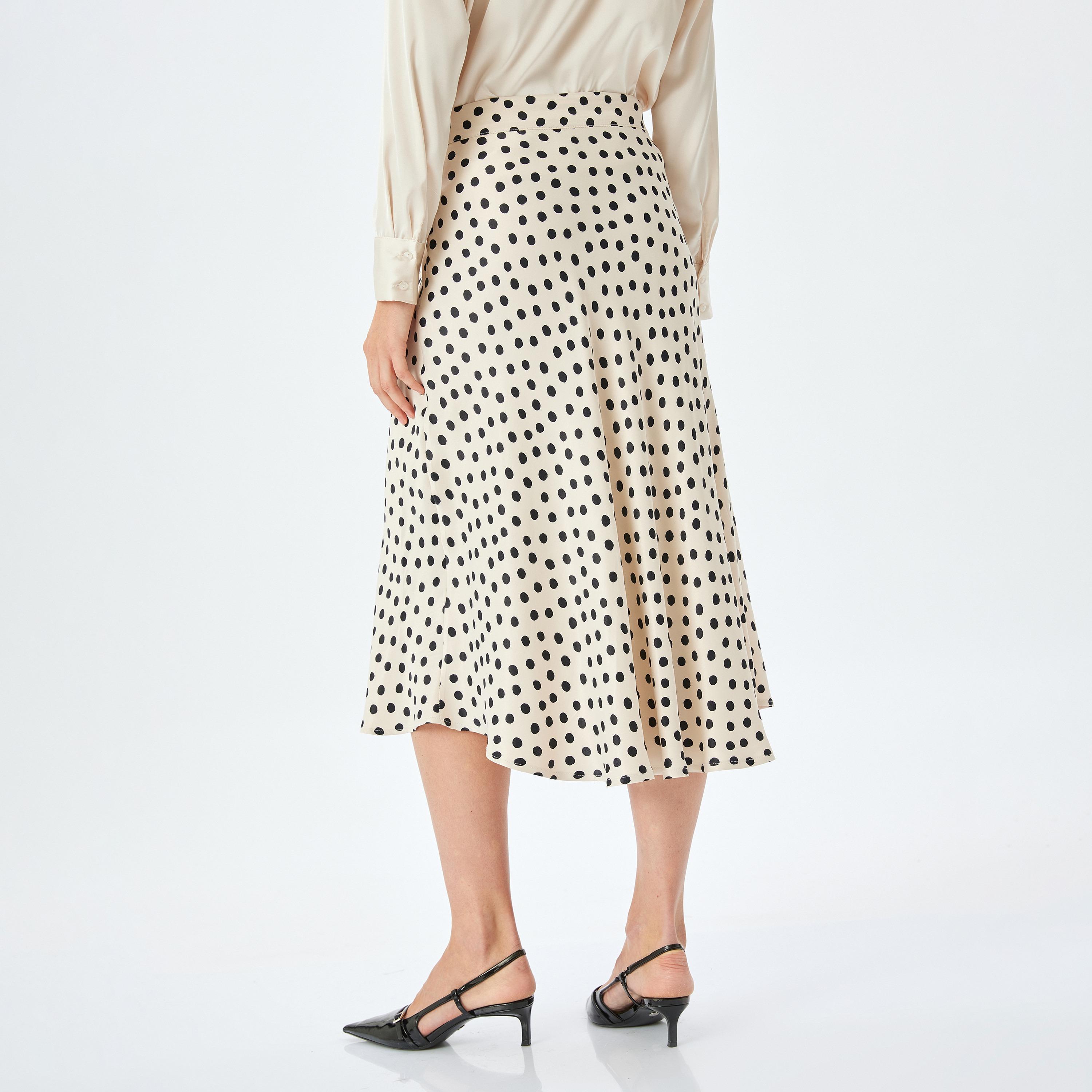 Koton Polka Dot Concealed Zip Women's Midi Skirt-women-clothing-bottoms-skirts-image-3