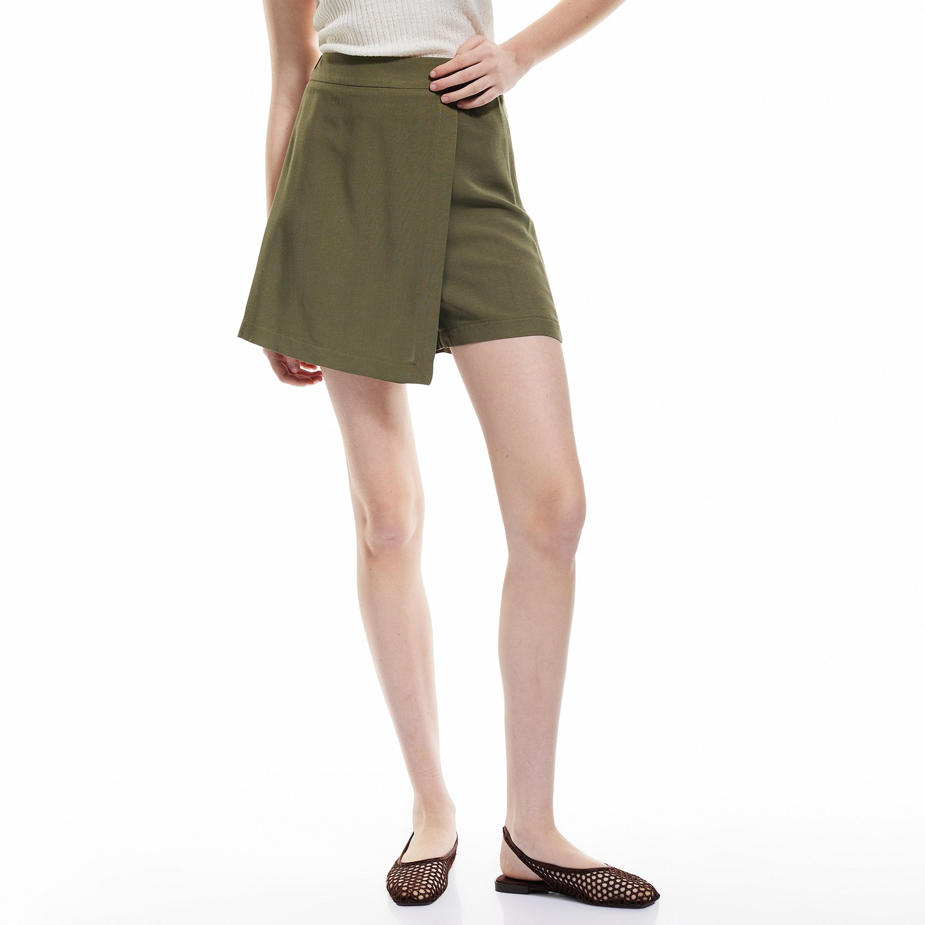 KOTON Green Wrap Women's Mini Skort-women-clothing-bottoms-skirts-image-1