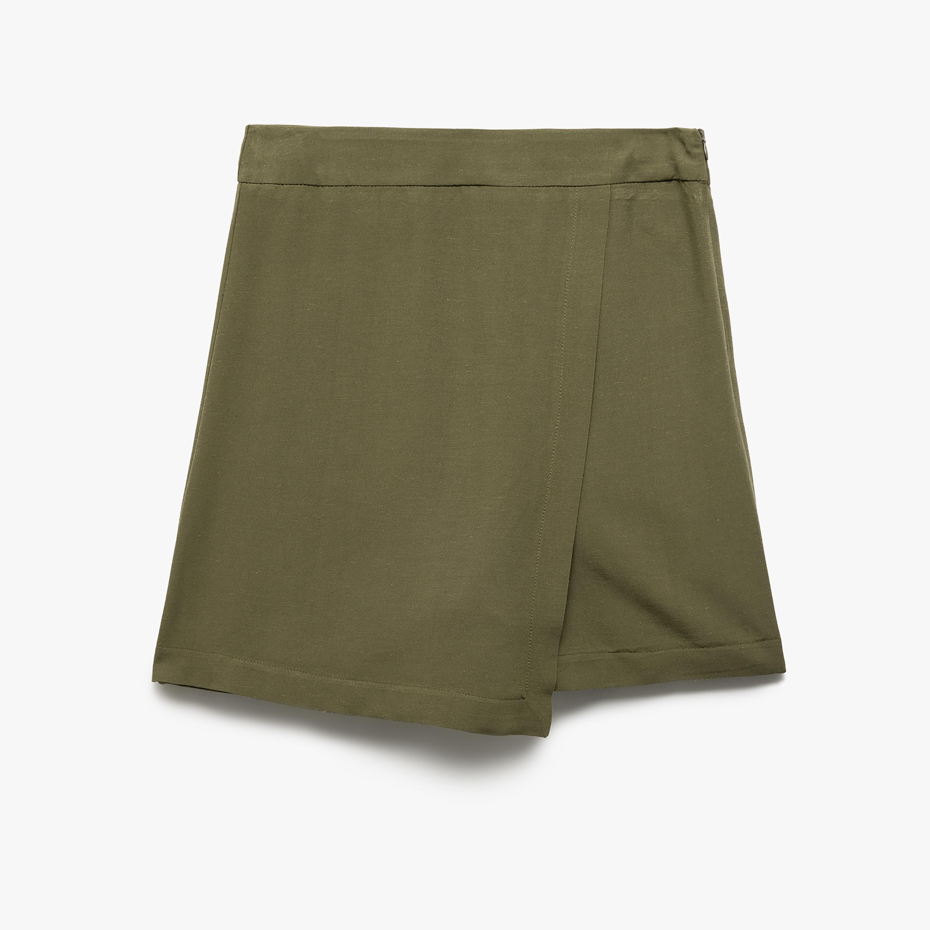 KOTON Green Wrap Women's Mini Skort-women-clothing-bottoms-skirts-image-4
