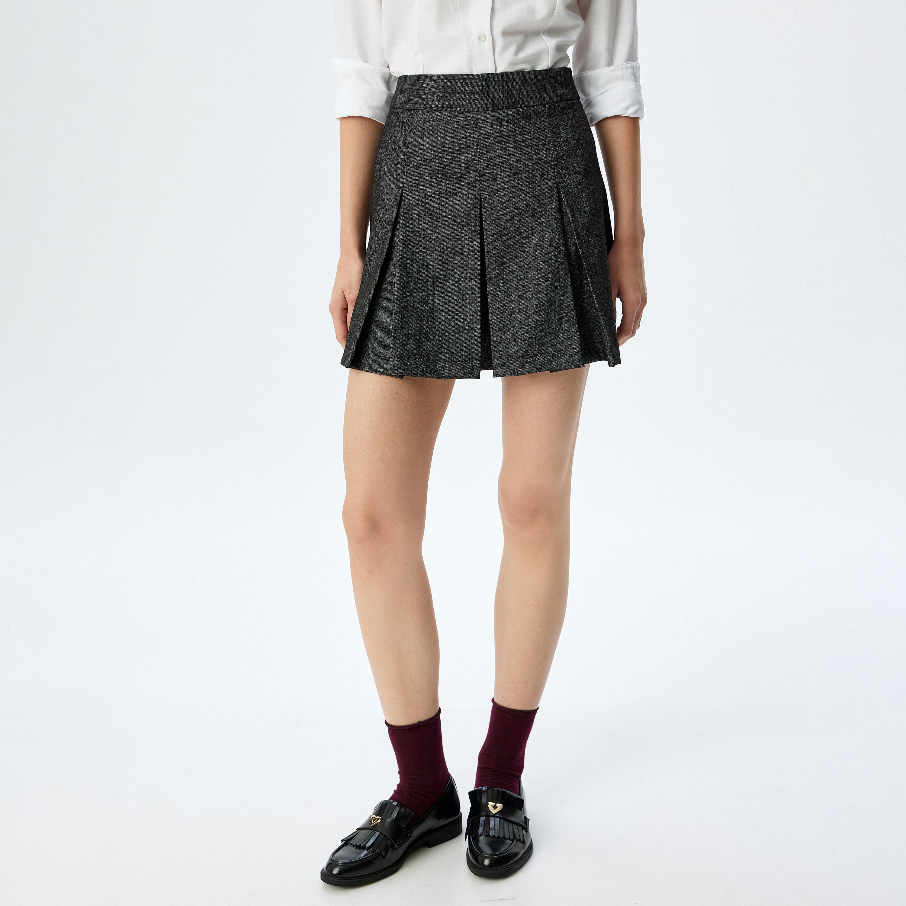 Koton Black Pleated Concealed Zip Women's Mini Skirt-women-clothing-bottoms-skirts-image-1
