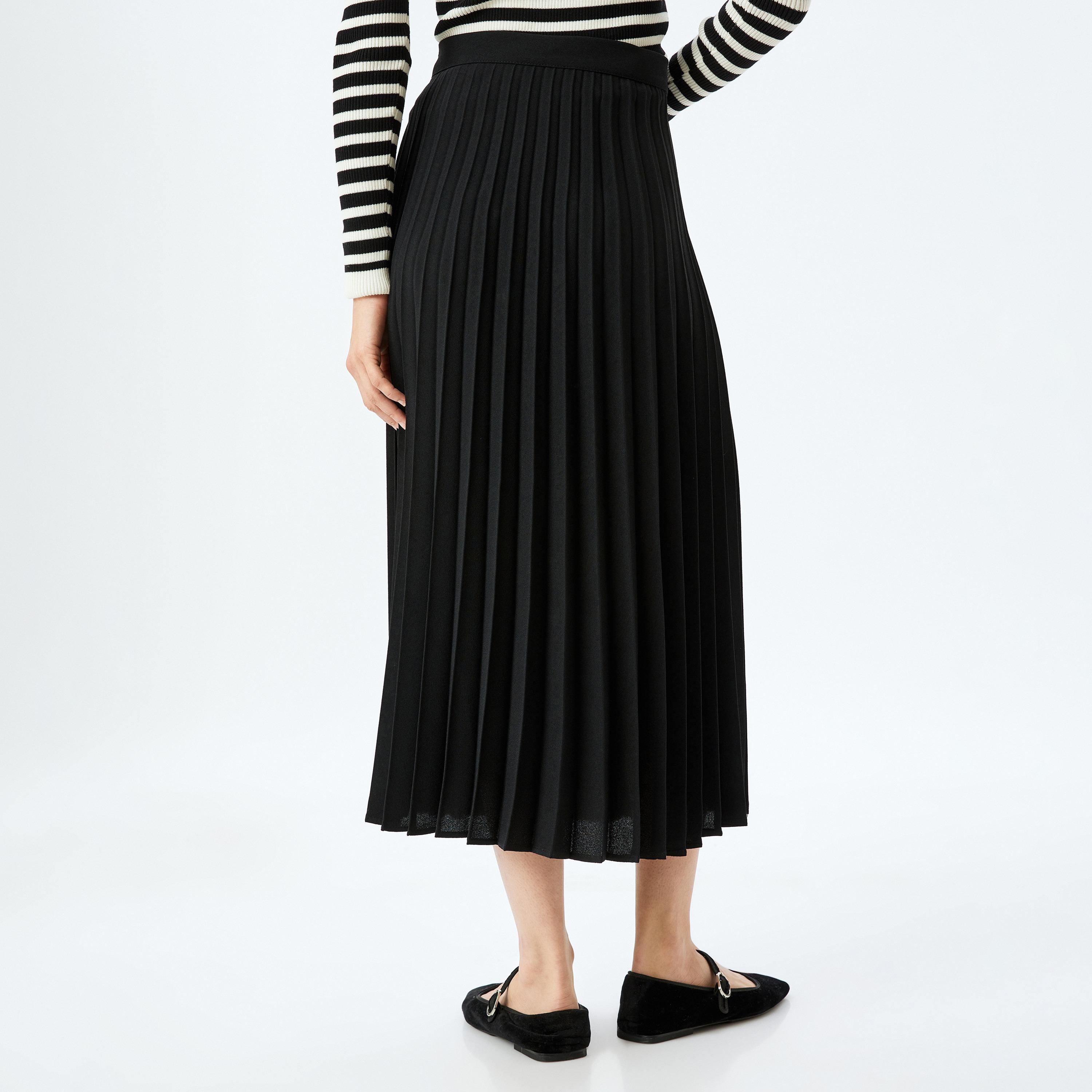 Koton Pleated Concealed Zip Women's Midi Skirt-women-clothing-bottoms-skirts-image-3
