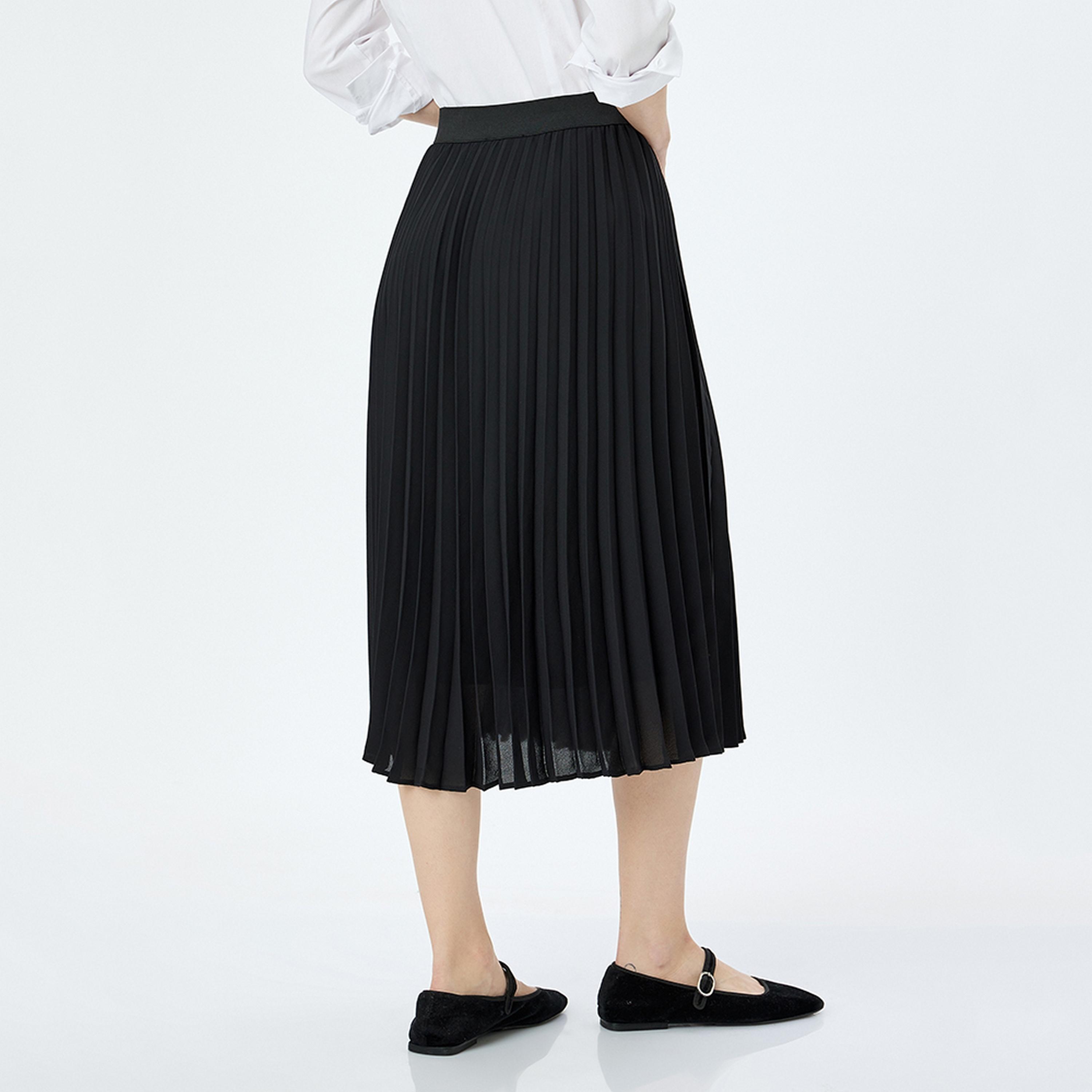 KOTON Pleated A-Line Women's Midi Skirt-women-clothing-bottoms-skirts-image-3