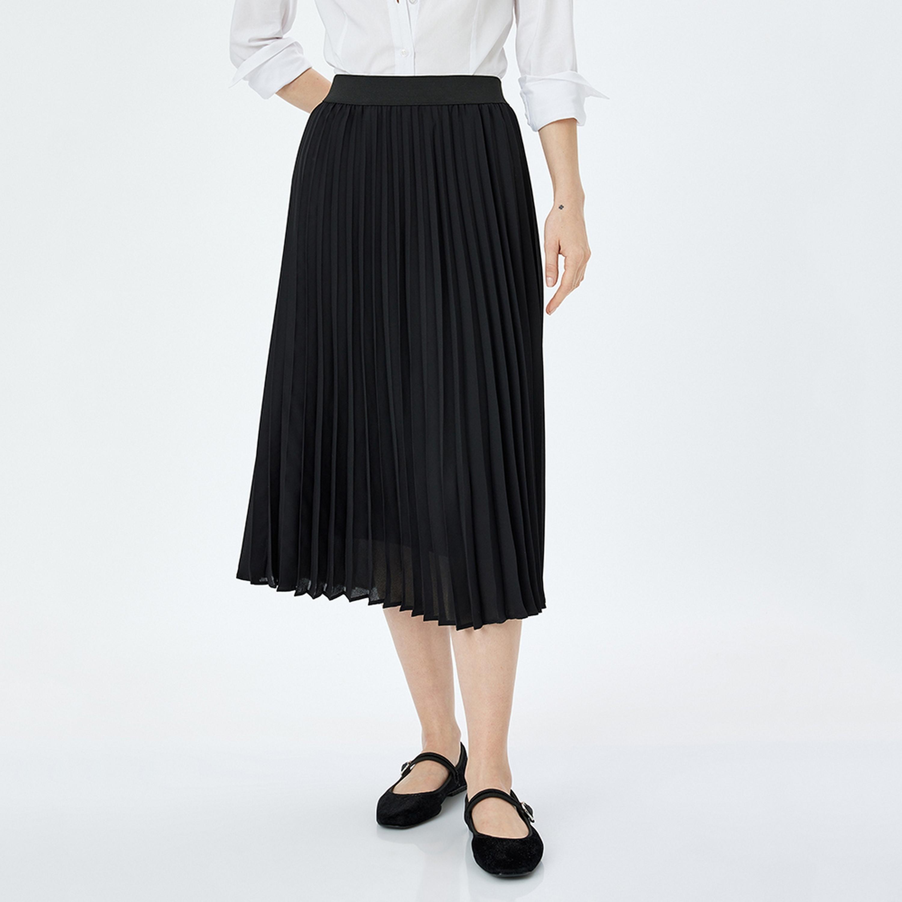 KOTON Pleated A-Line Women's Midi Skirt-women-clothing-bottoms-skirts-image-4