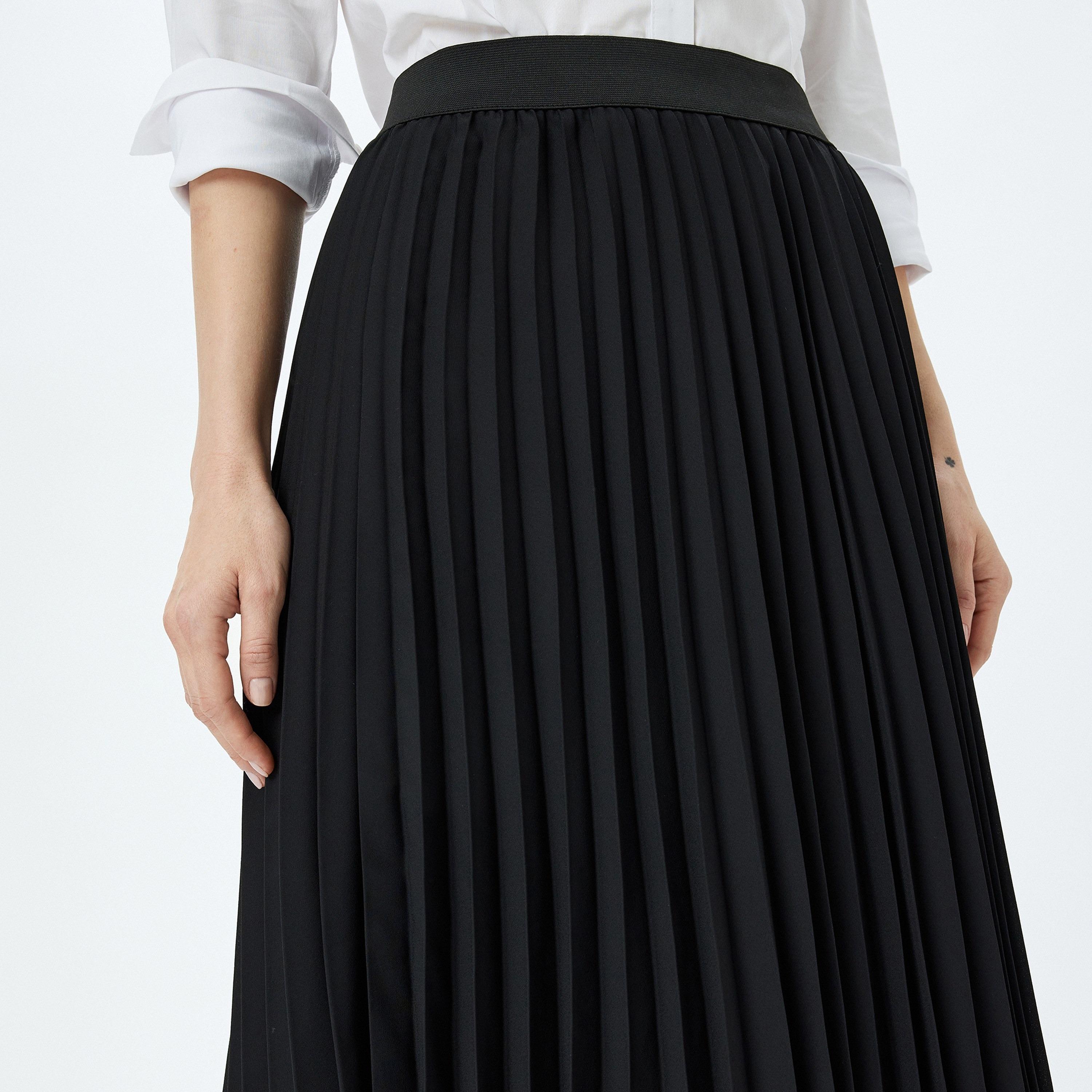 KOTON Pleated A-Line Women's Midi Skirt-women-clothing-bottoms-skirts-image-5