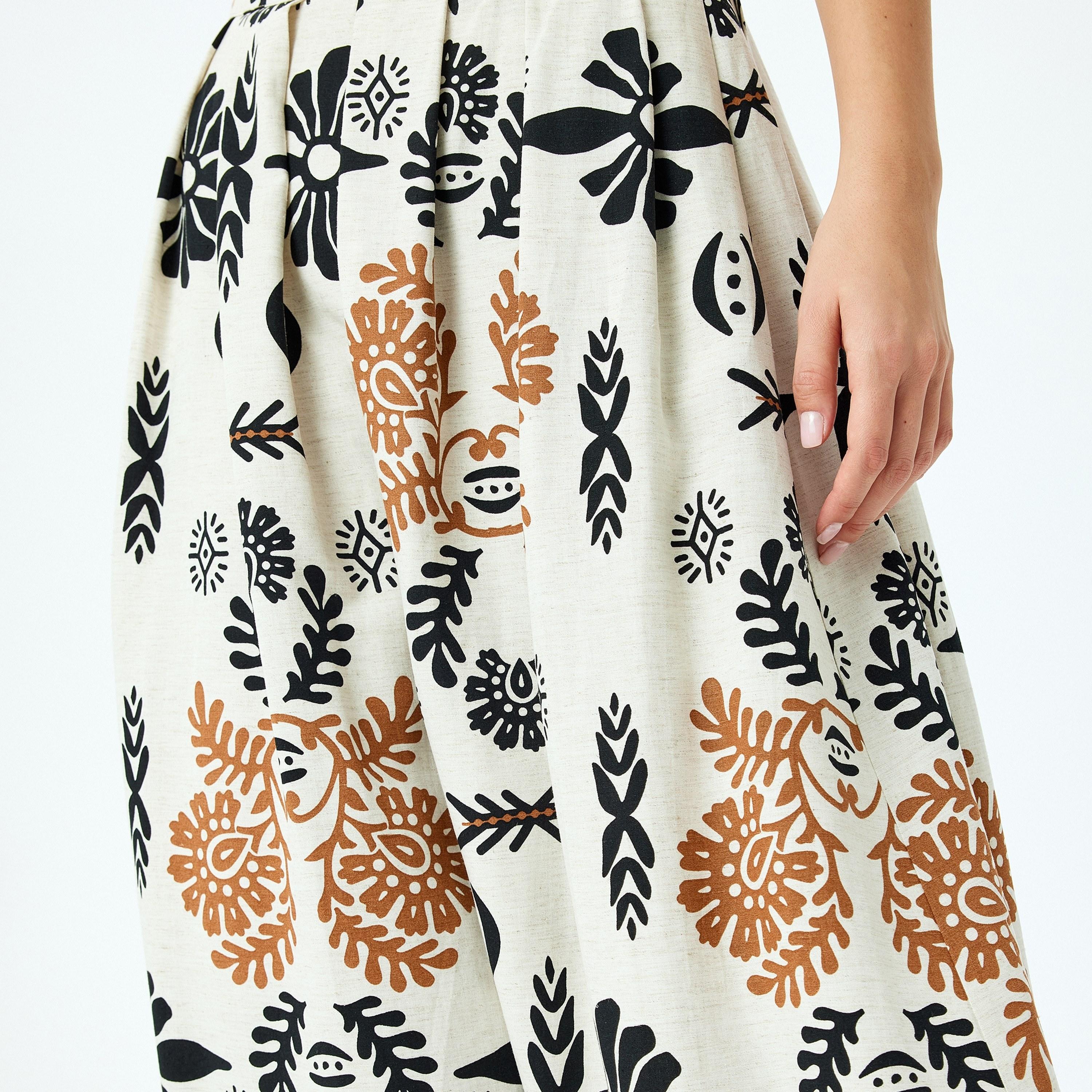 تنورة ميدي نسائية غير متماثلة ومطوية ومطبوعة من كوتون.-women-clothing-bottoms-skirts-image-5