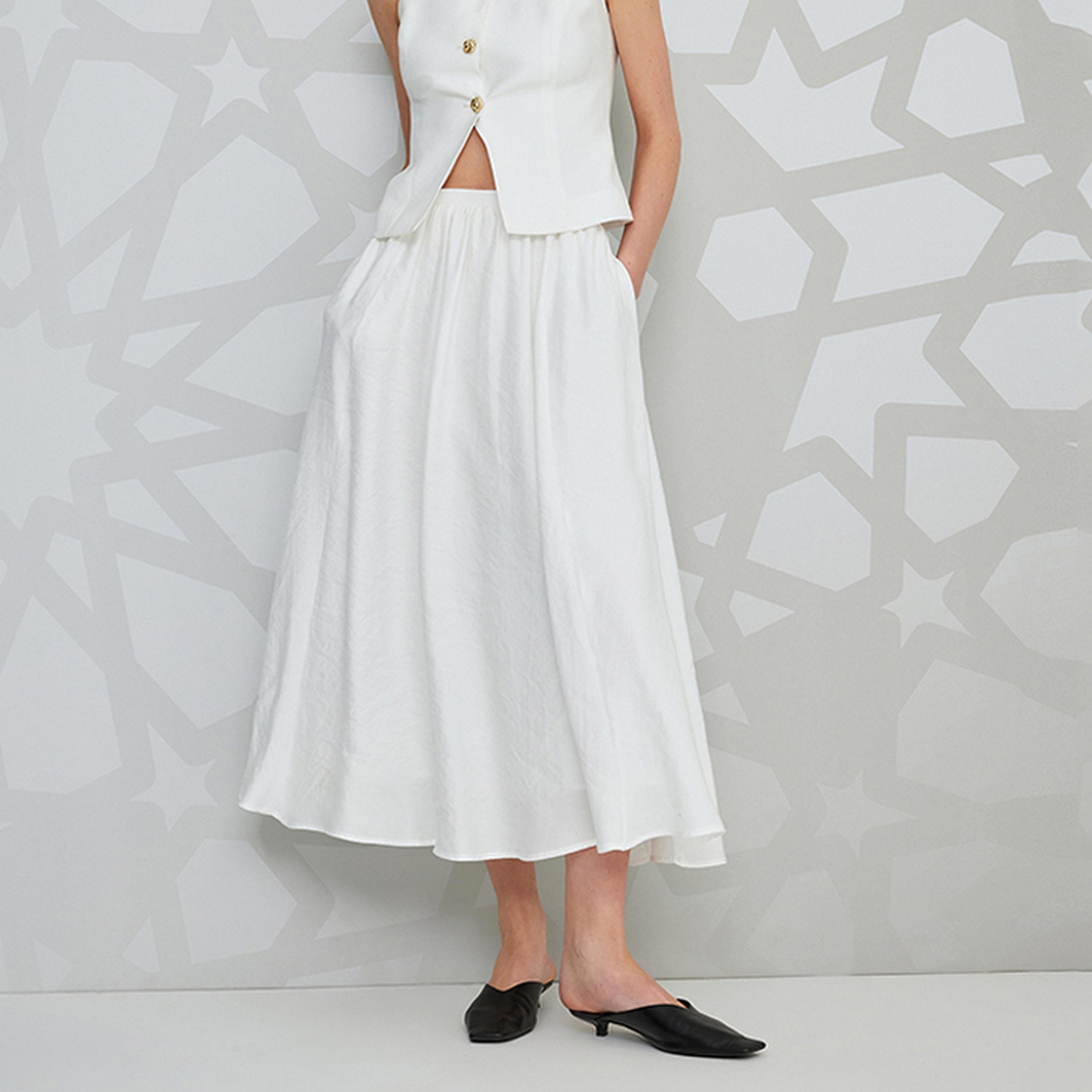 KOTON Gathered A-Line Women's Midi Skirt-women-clothing-bottoms-skirts-image-1