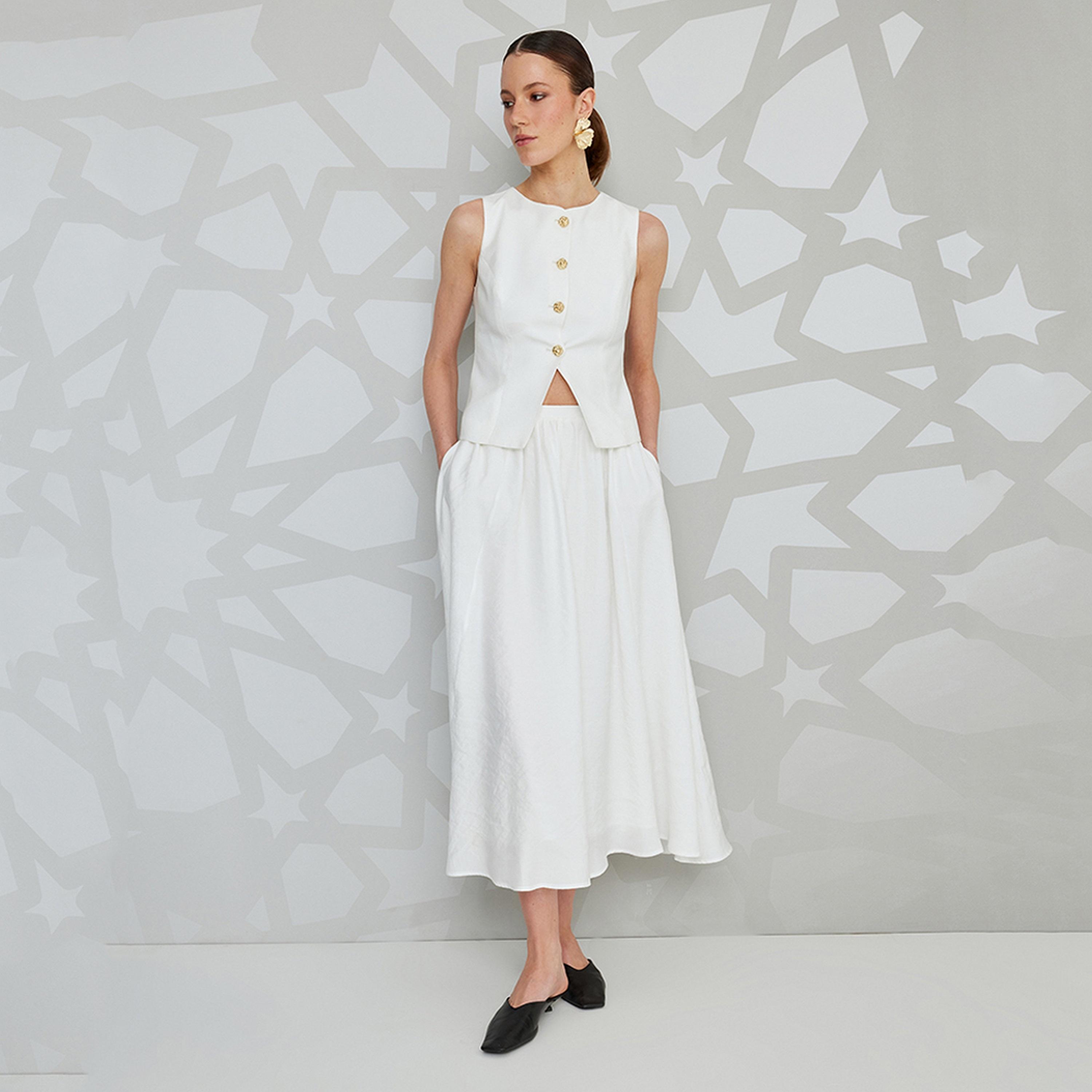 KOTON Gathered A-Line Women's Midi Skirt-women-clothing-bottoms-skirts-image-2