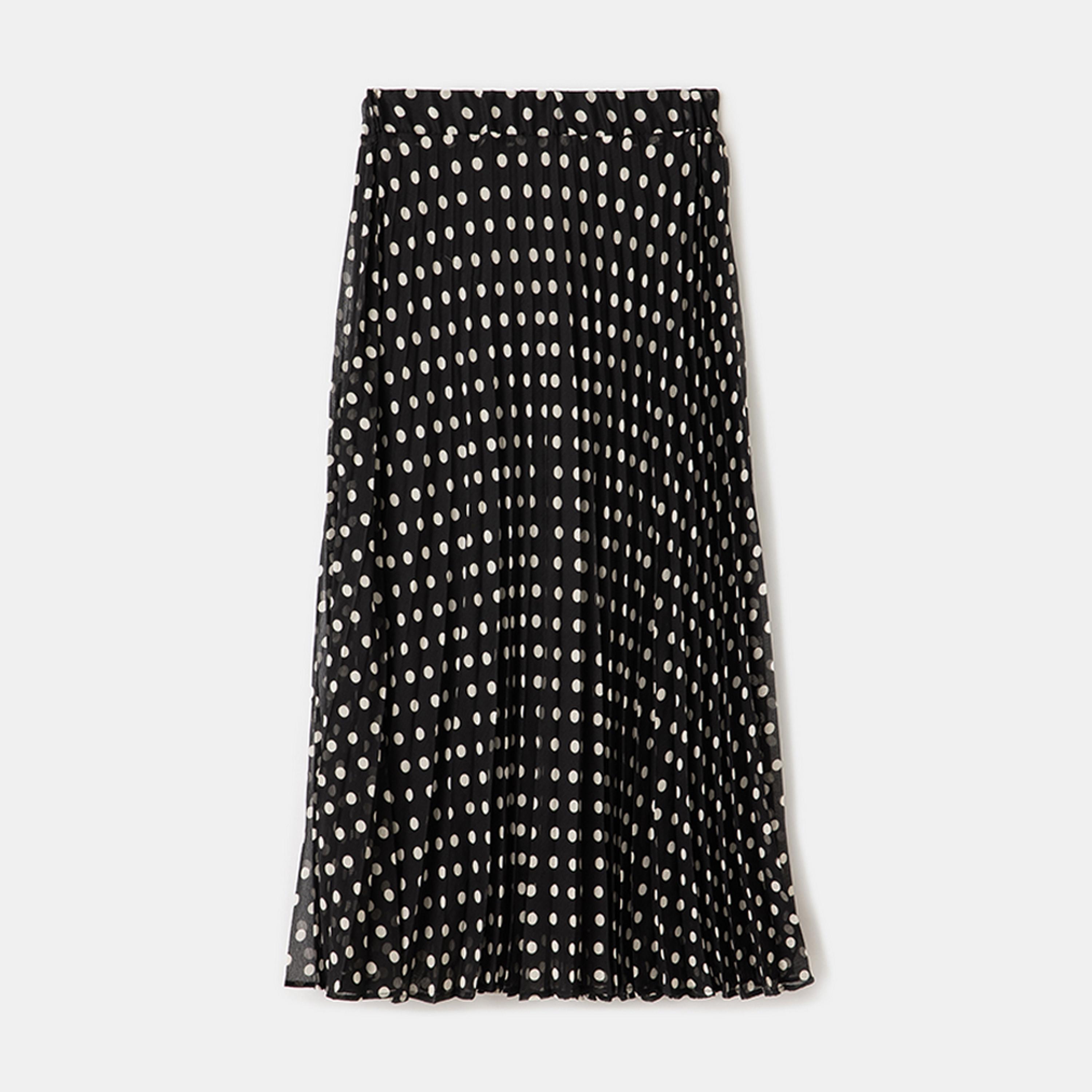 تنورة ميدي نسائية بقصة ايه-لاين بطبعة نقاط البولكا من كوتون.-women-clothing-bottoms-skirts-image-5