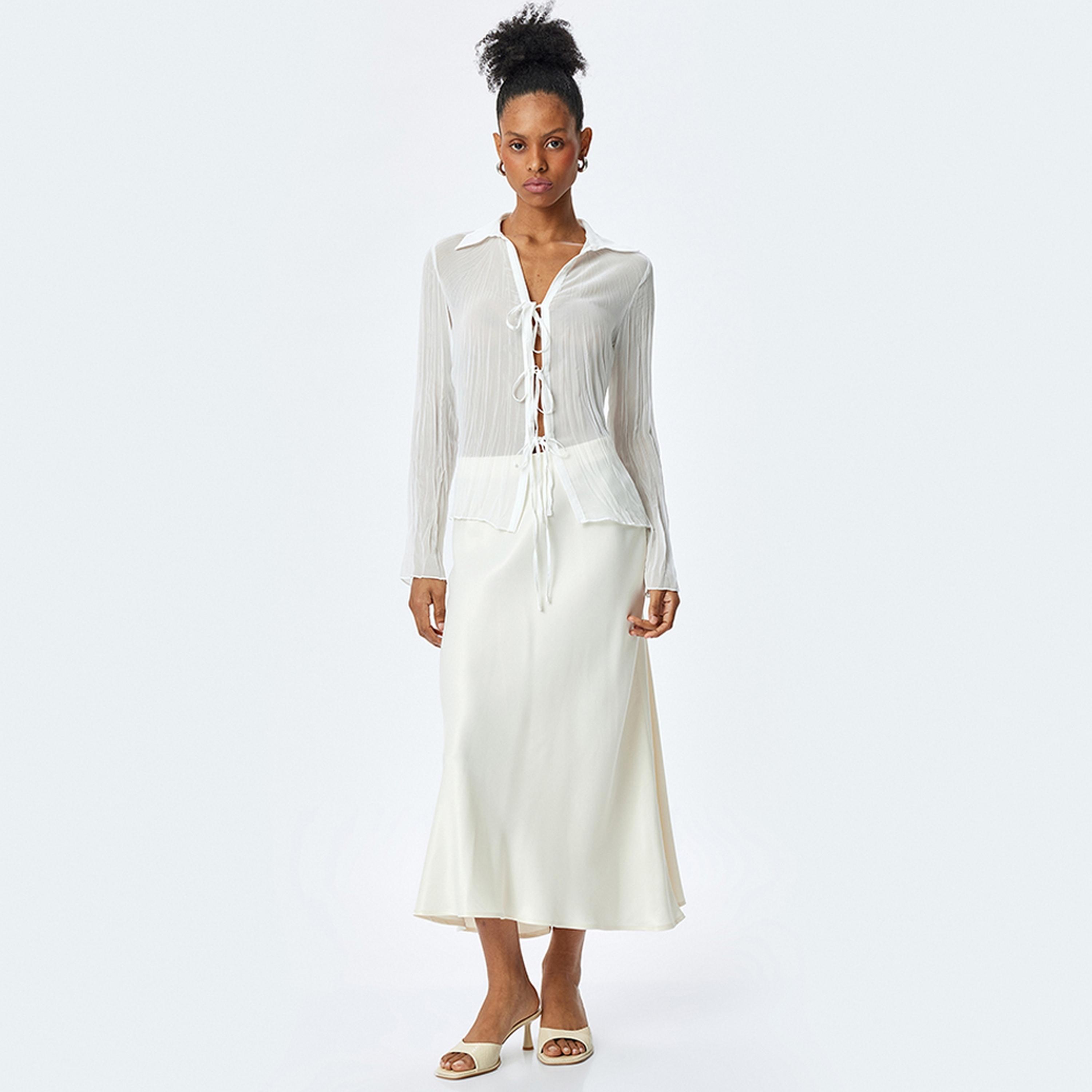 KOTON A-Line Women's Zipped Midi  Skirt-women-clothing-bottoms-skirts-image-2