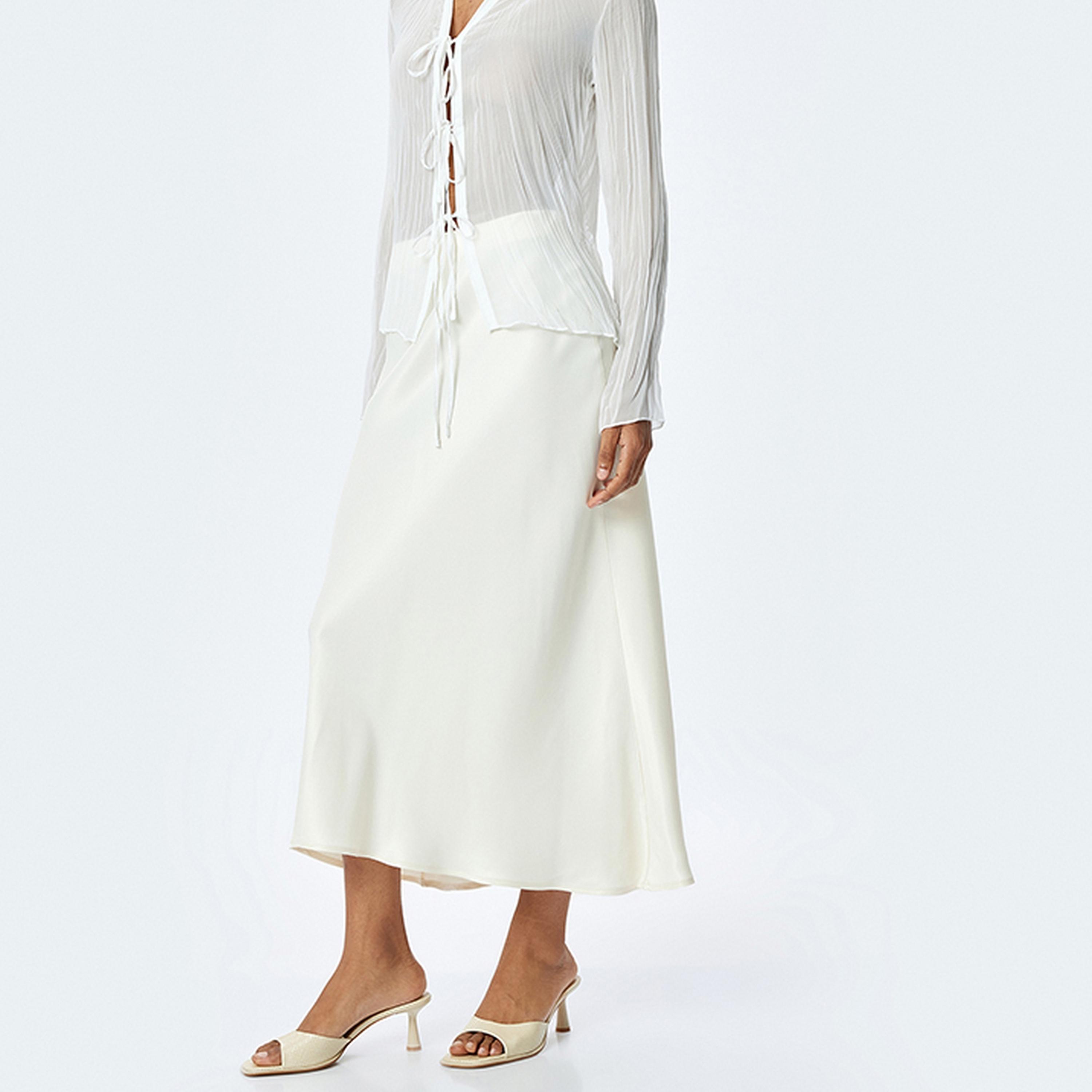 KOTON A-Line Women's Zipped Midi  Skirt-women-clothing-bottoms-skirts-image-4