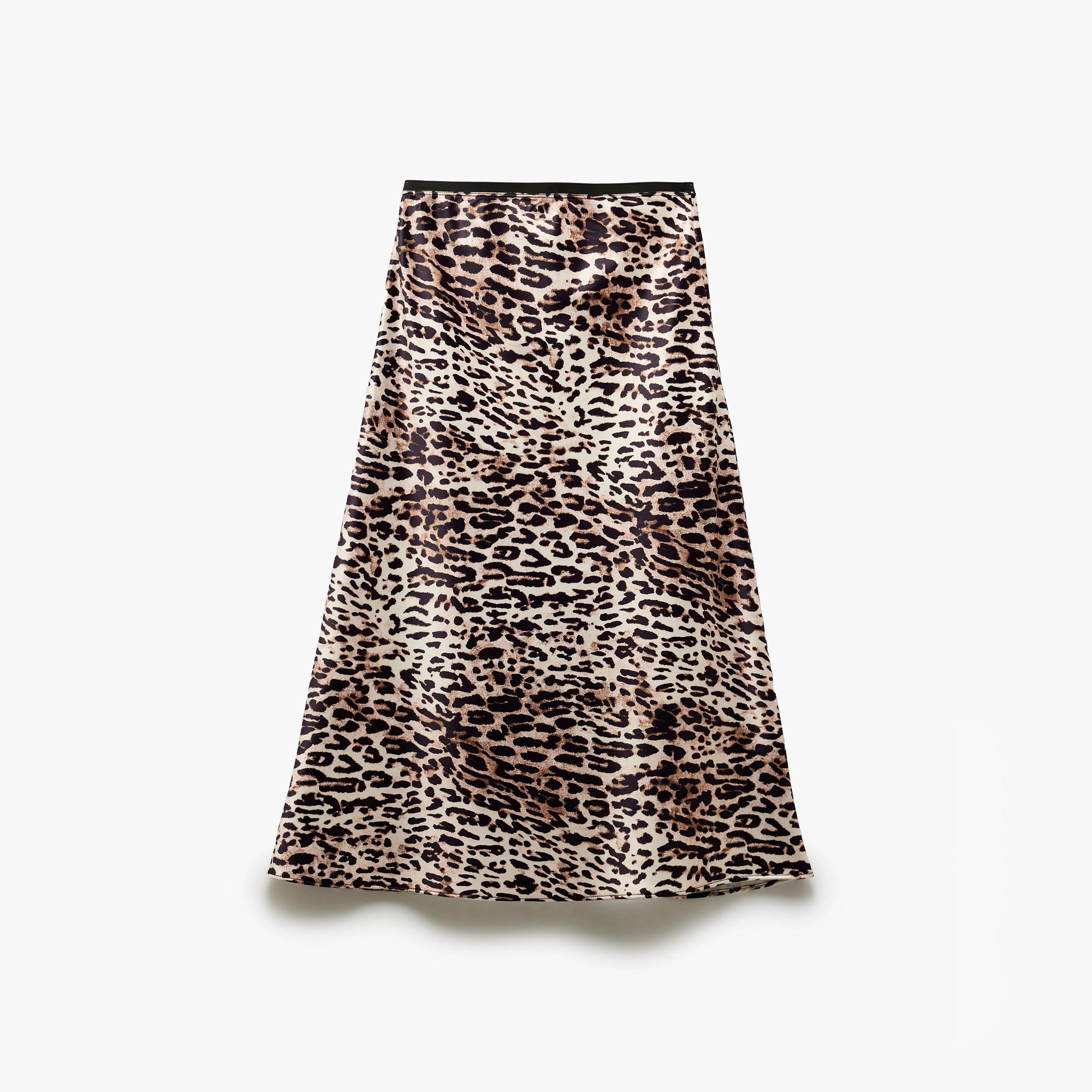 Koton Brown Leopard Print Concealed Zip Women's Midi Skirt-women-clothing-bottoms-skirts-image-4