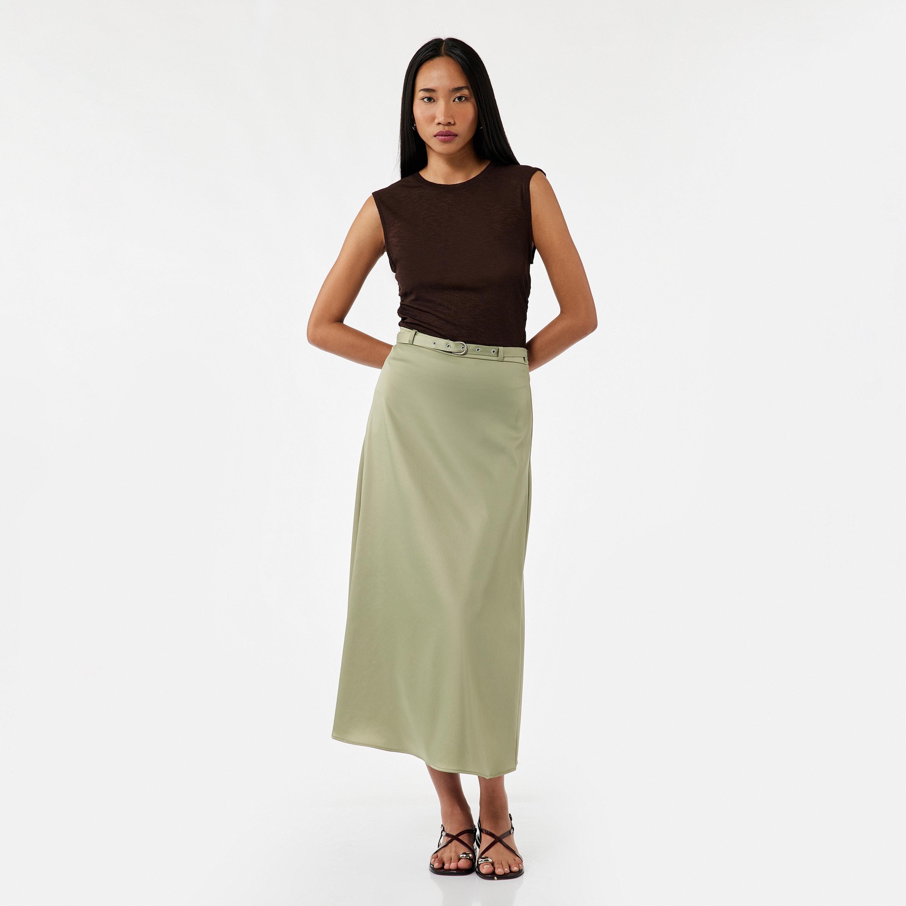 KOTON Green Flared Women's Skirt-women-clothing-bottoms-skirts-image-2