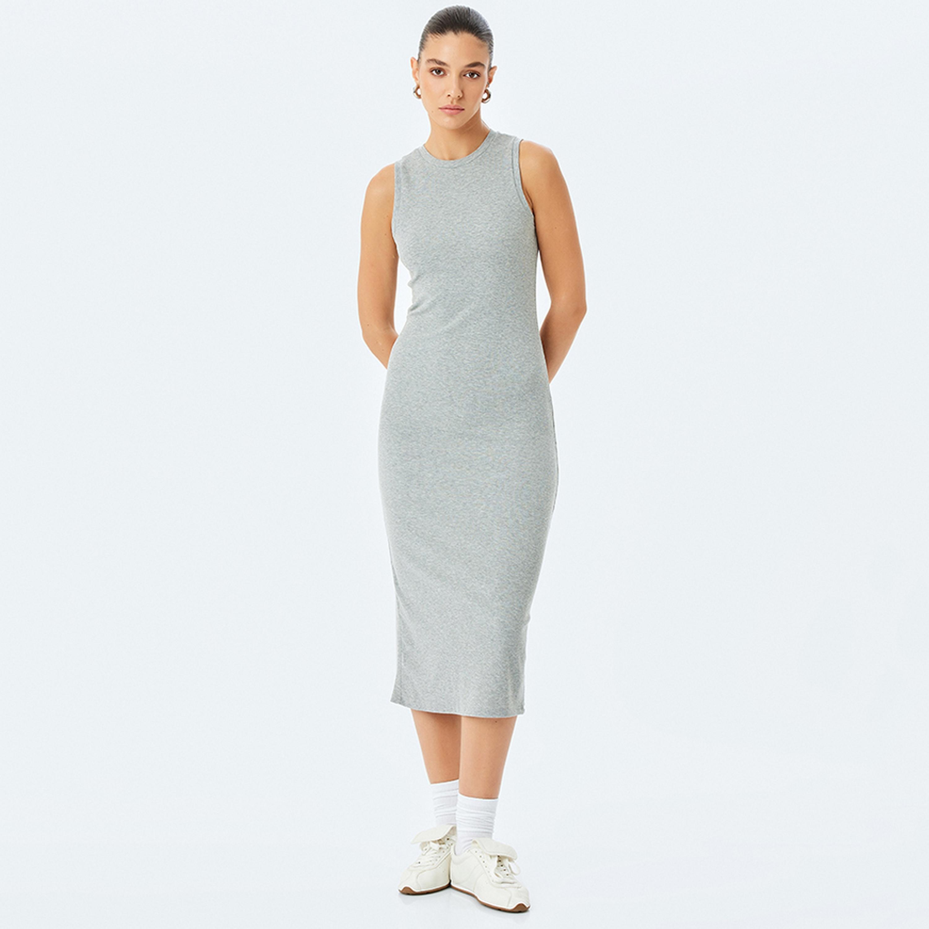 KOTON Grey Bodycon Women's Midi Dress-women-clothing-dresses-image-1