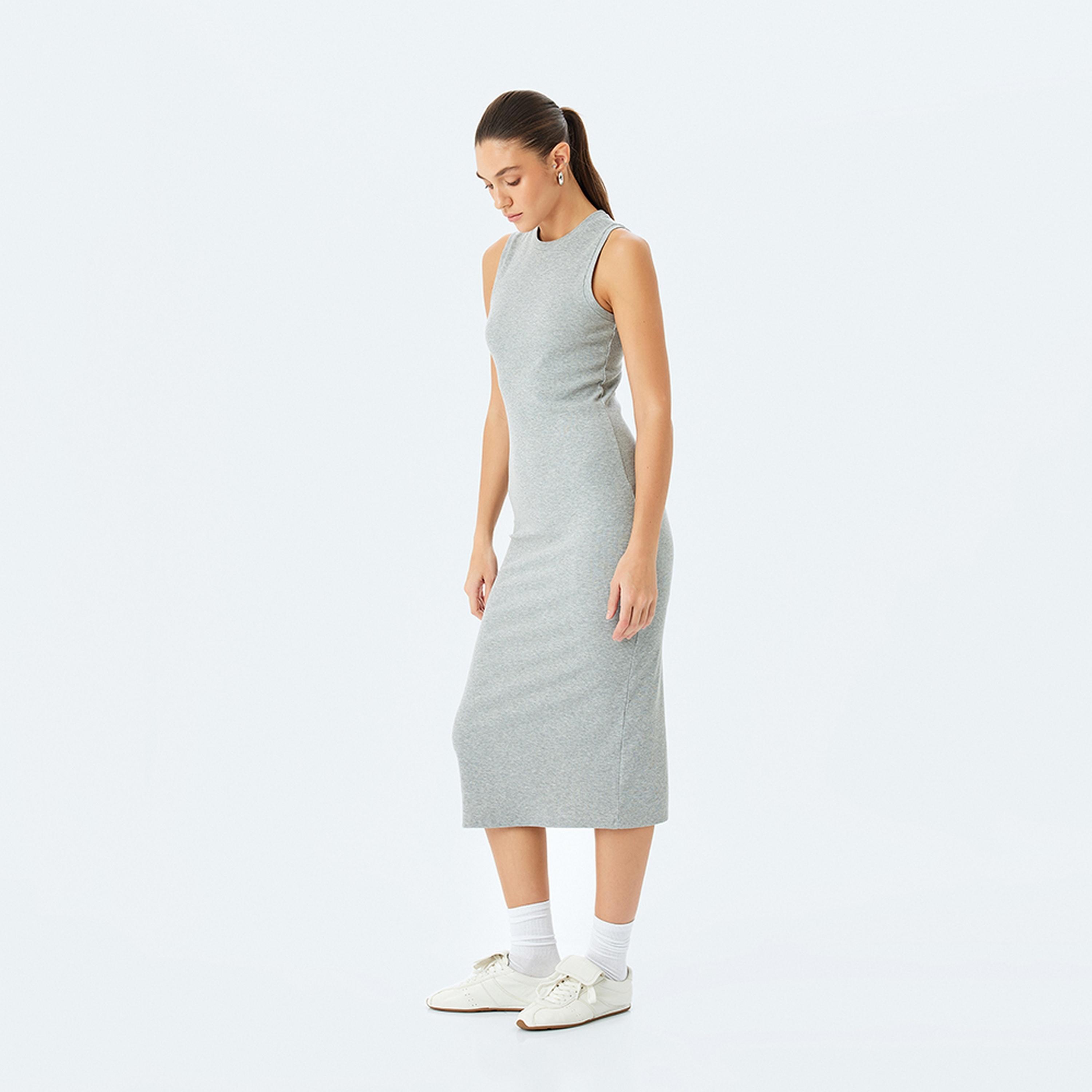 KOTON Grey Bodycon Women's Midi Dress-women-clothing-dresses-image-4