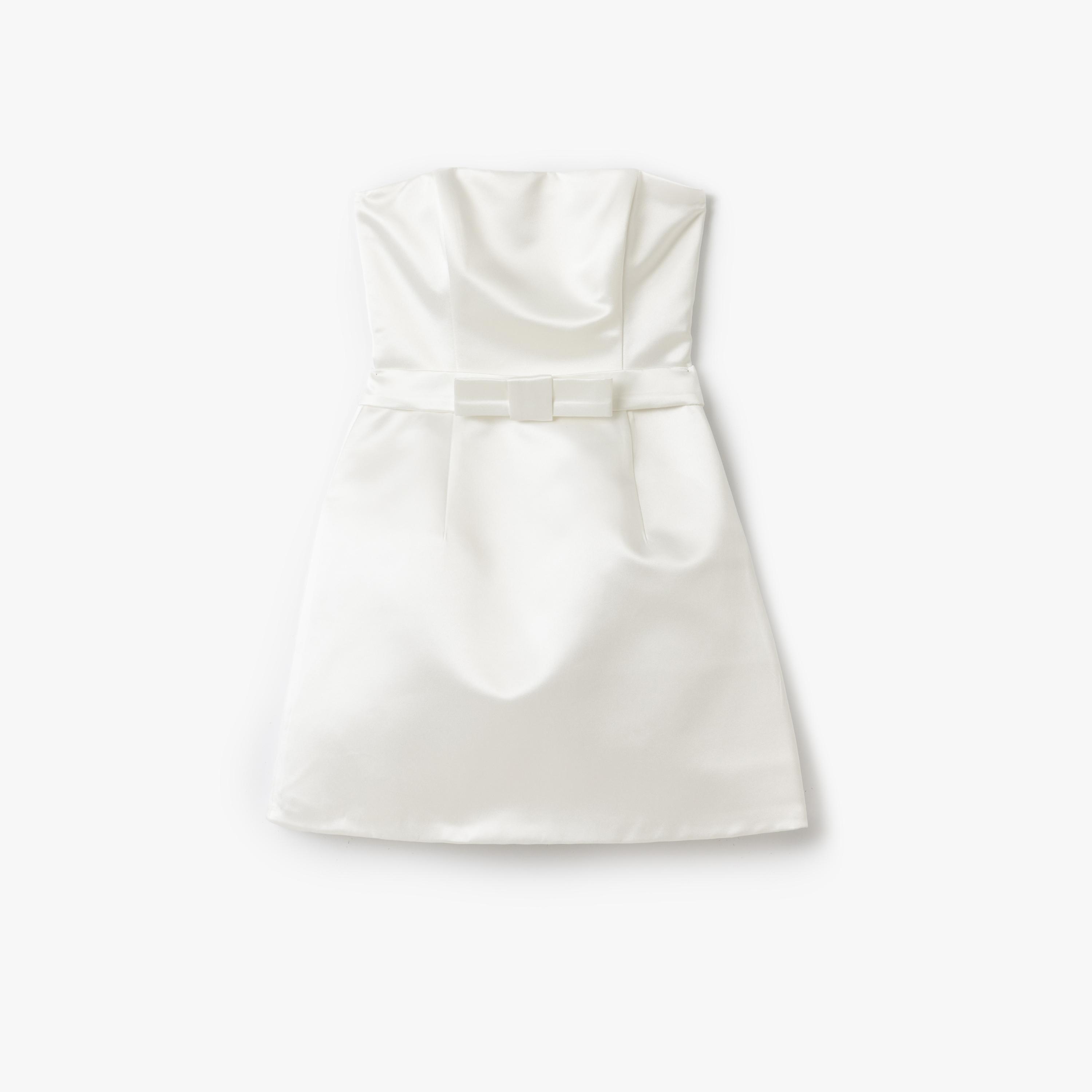 Koton White Satin Strapless Women's Mini Dress-women-clothing-dresses-image-2