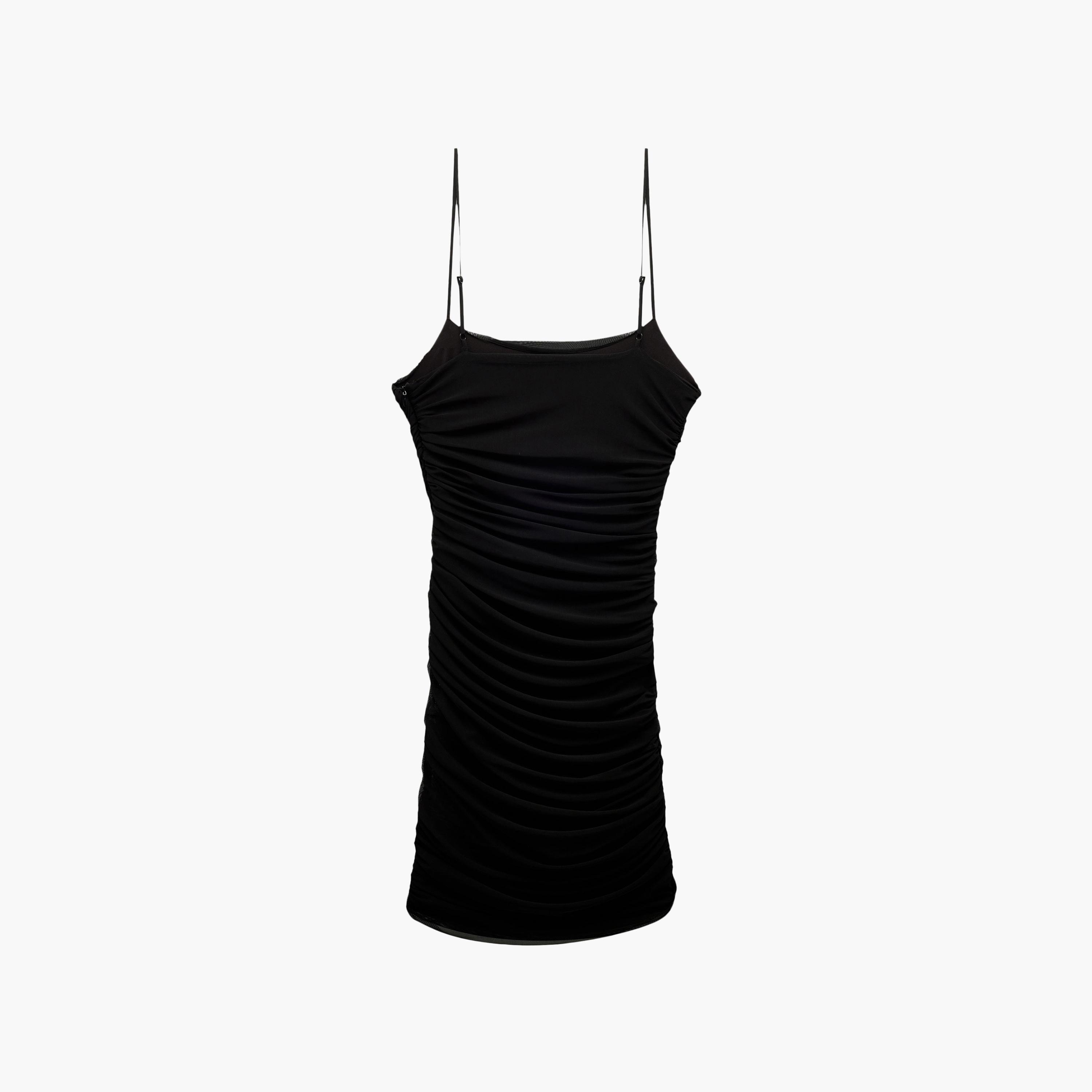 KOTON Black Ruched Strappy Neck Bodycon Women's Mini Dress-women-clothing-dresses-image-4
