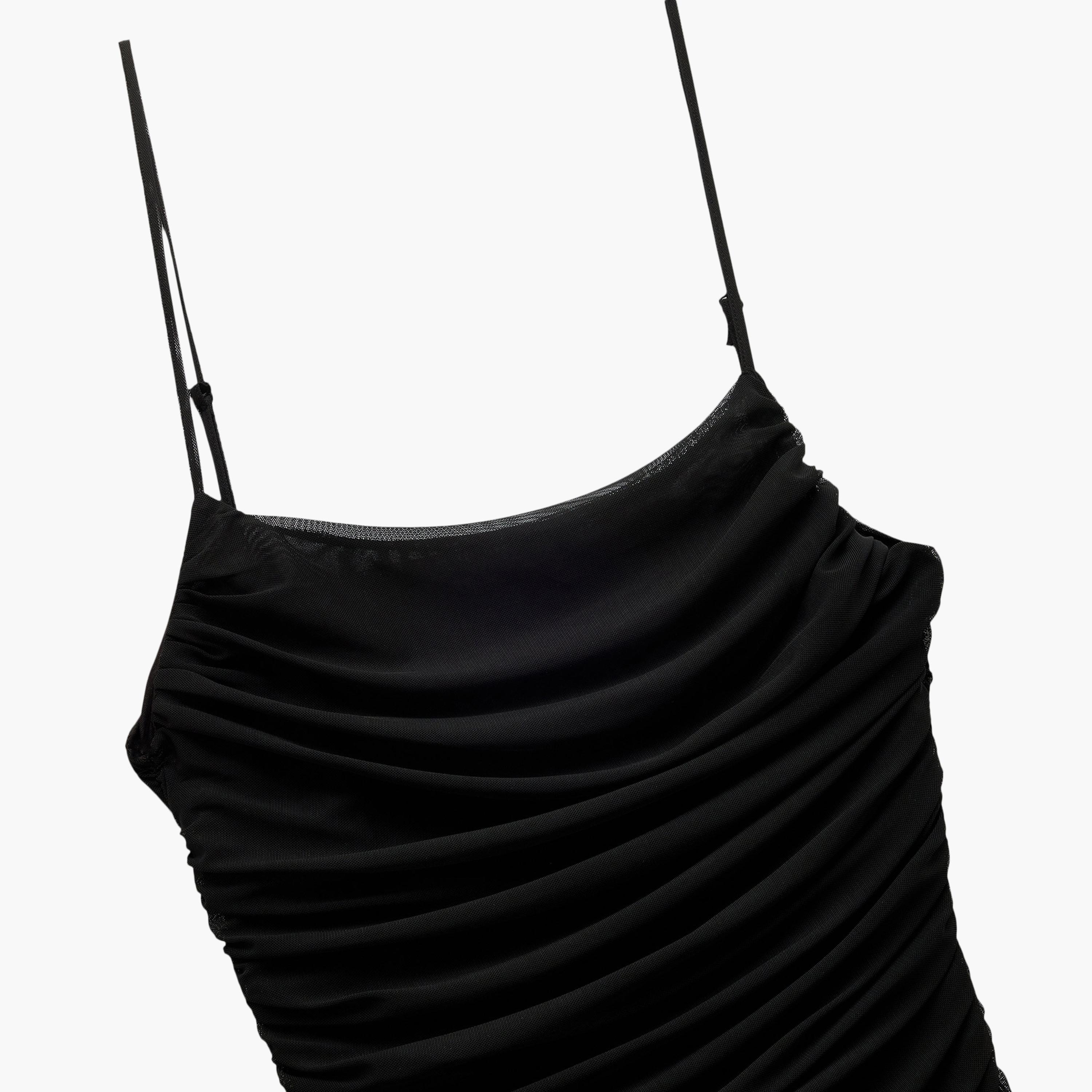 KOTON Black Ruched Strappy Neck Bodycon Women's Mini Dress-women-clothing-dresses-image-5