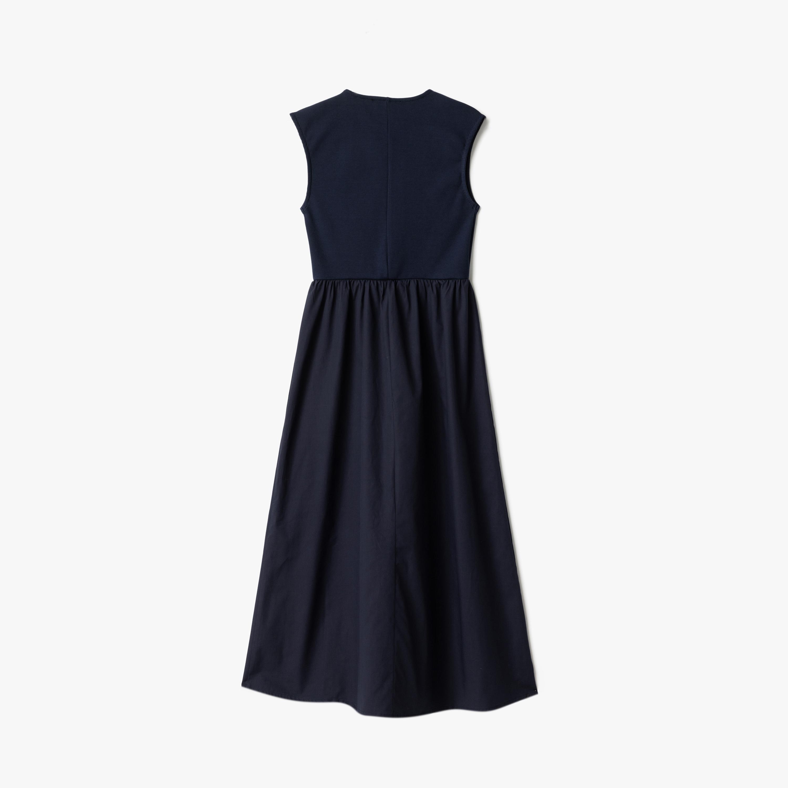 فستان ميدي نسائي من كوتون الأزرق الداكن المضلع-women-clothing-dresses-image-3