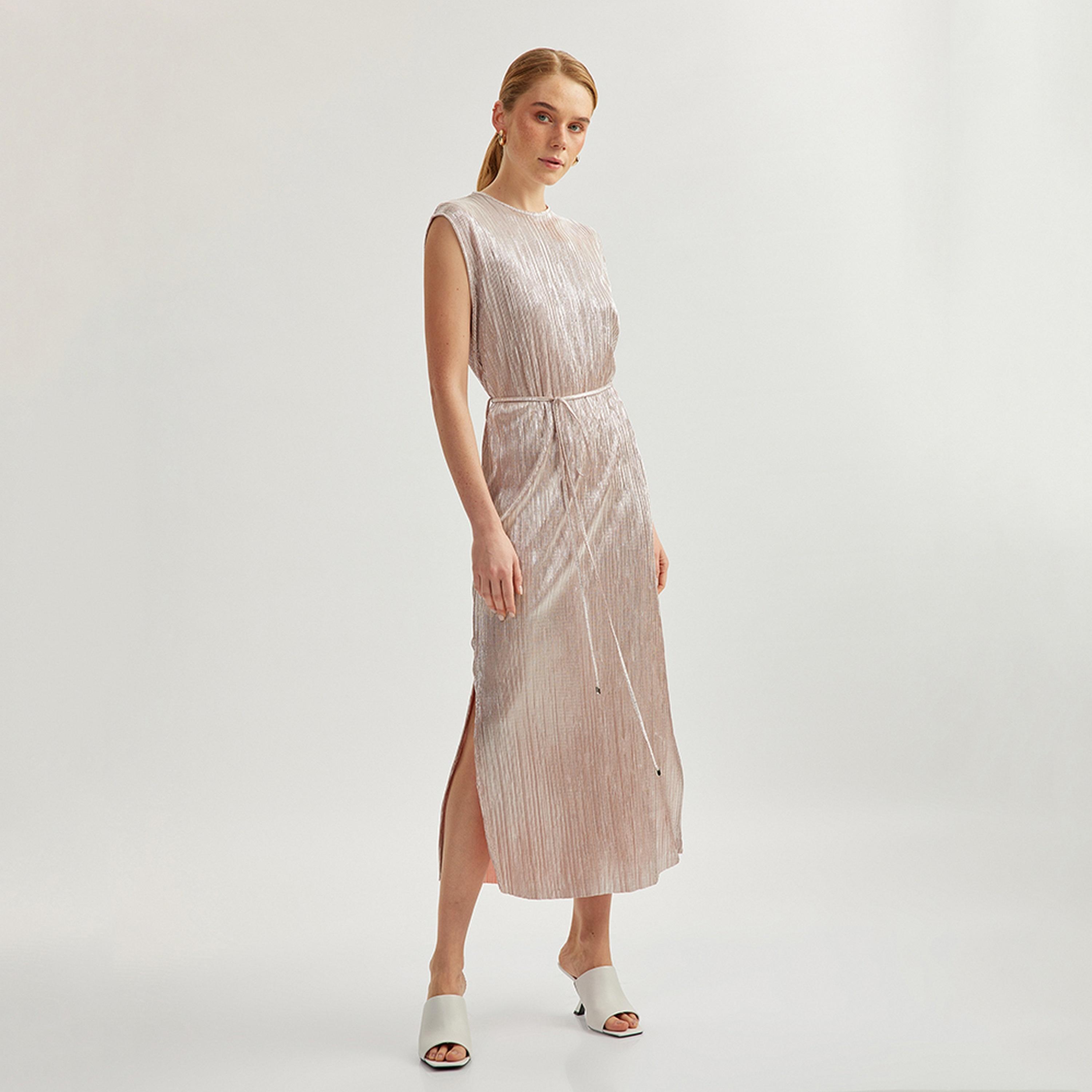 KOTON Metallic Sheath Women's Midi Dress-women-clothing-dresses-image-1