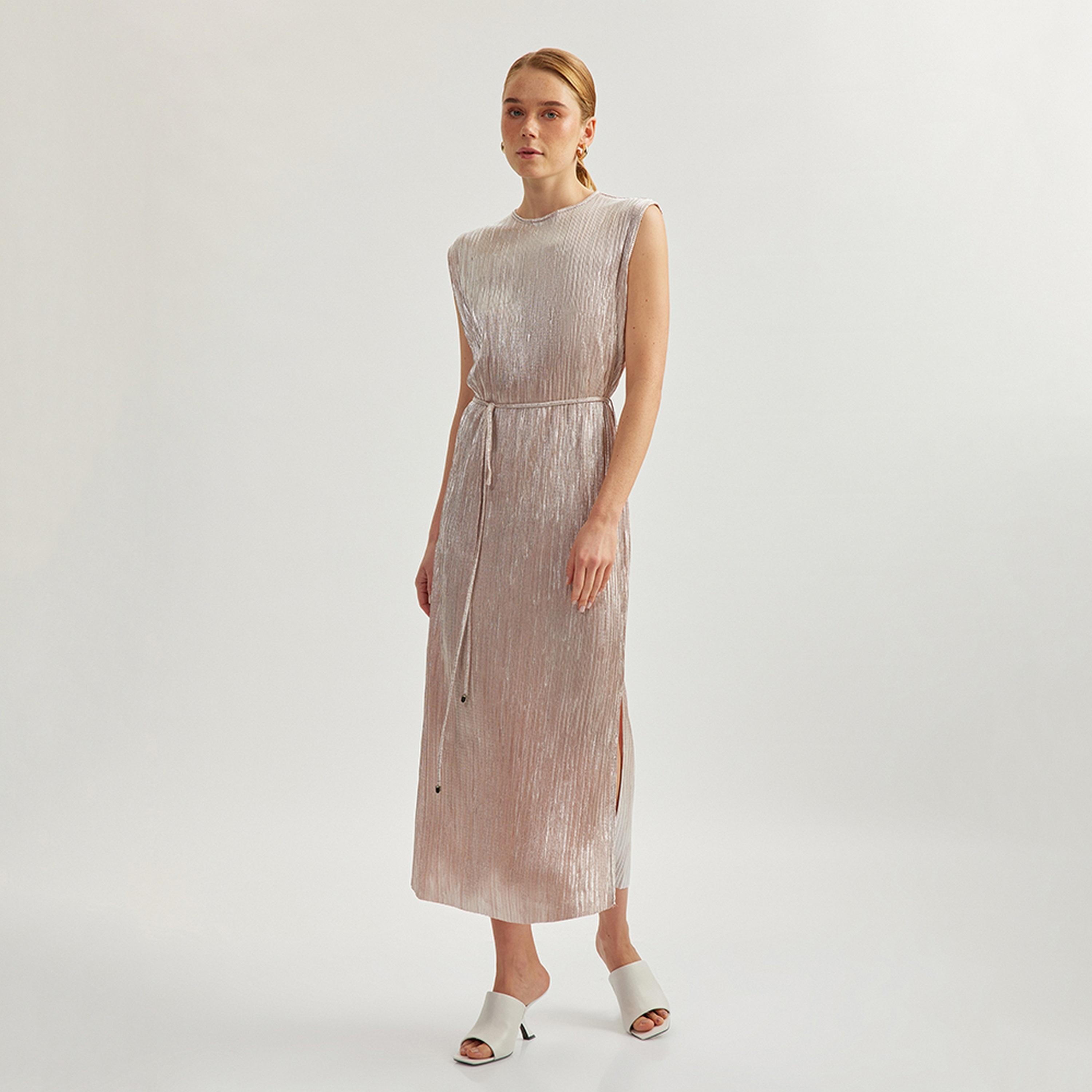 KOTON Metallic Sheath Women's Midi Dress-women-clothing-dresses-image-2