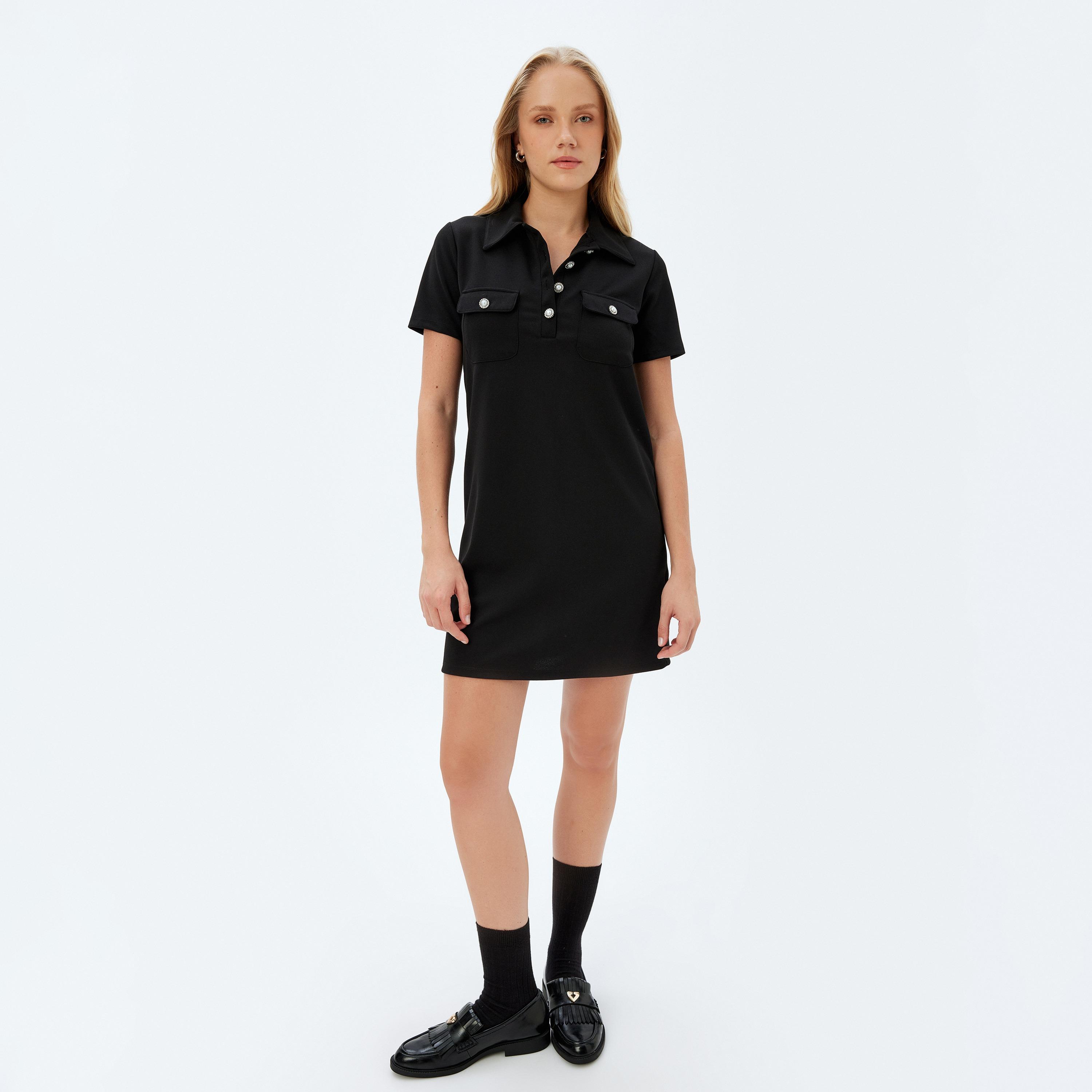 Koton Black Women's T-Shirt Mini Dress-women-clothing-dresses-image-1