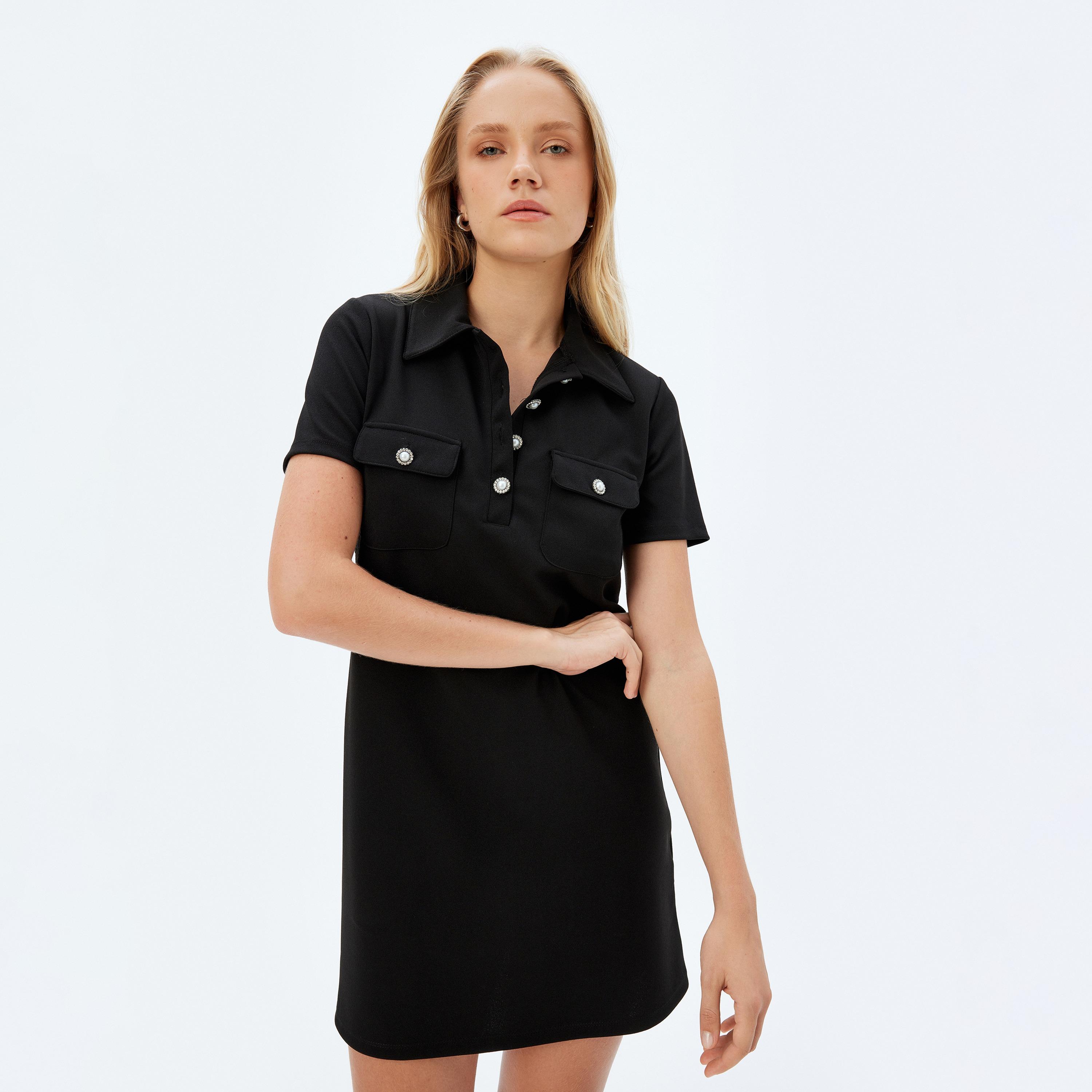 Koton Black Women's T-Shirt Mini Dress-women-clothing-dresses-image-2