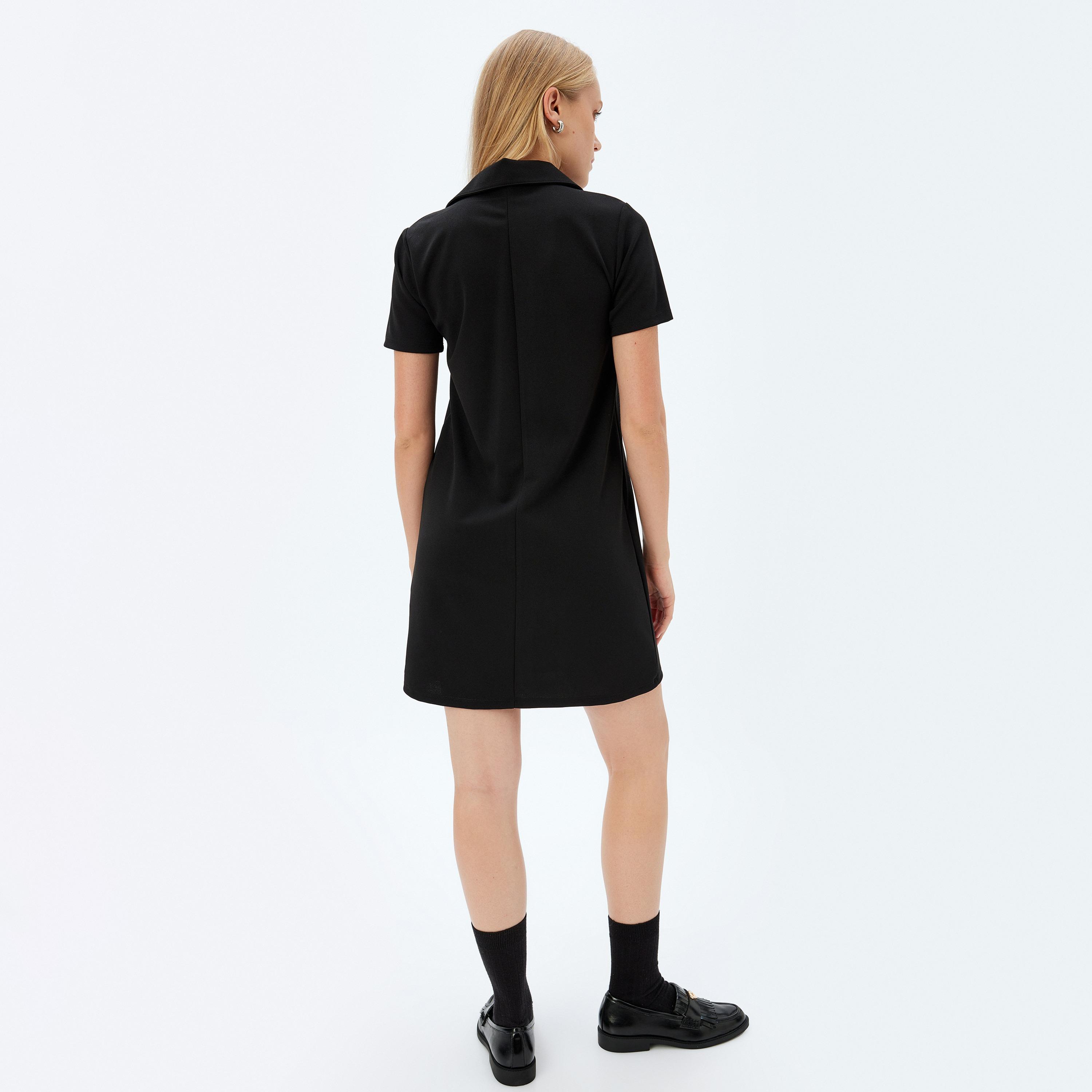 Koton Black Women's T-Shirt Mini Dress-women-clothing-dresses-image-3