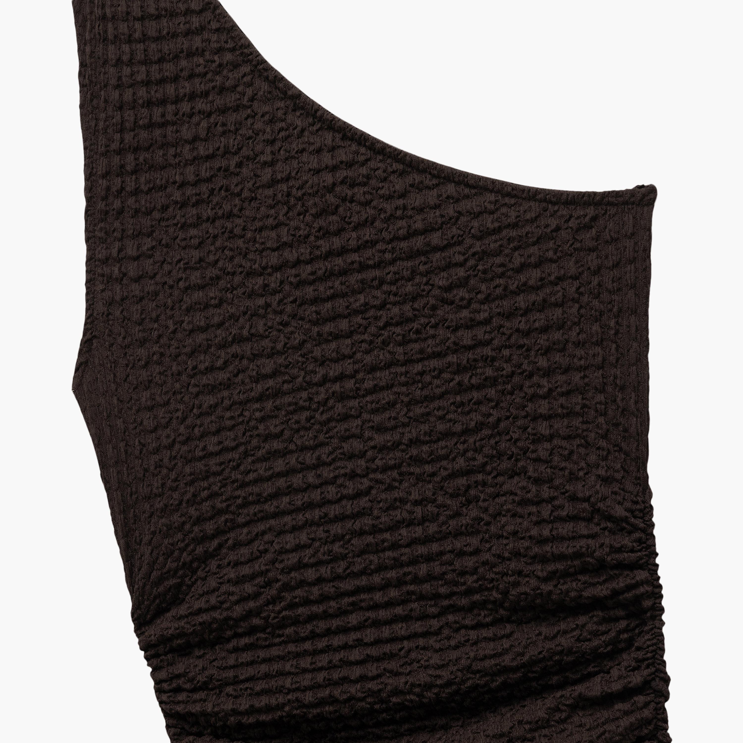 KOTON Brown Crinkled One Shoulder Bodycon Women's Midi Dress-women-clothing-dresses-image-5